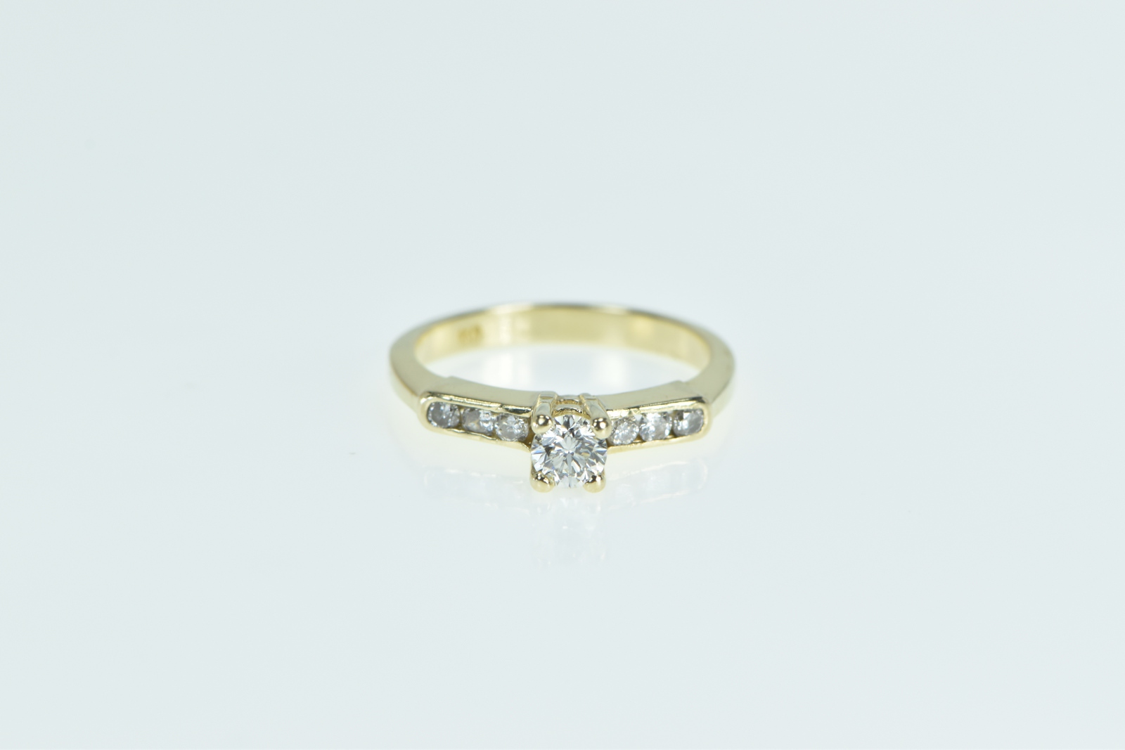14K 0.33 Ctw Diamond Classic Engagement Yellow Gold Ring, Size 4.5