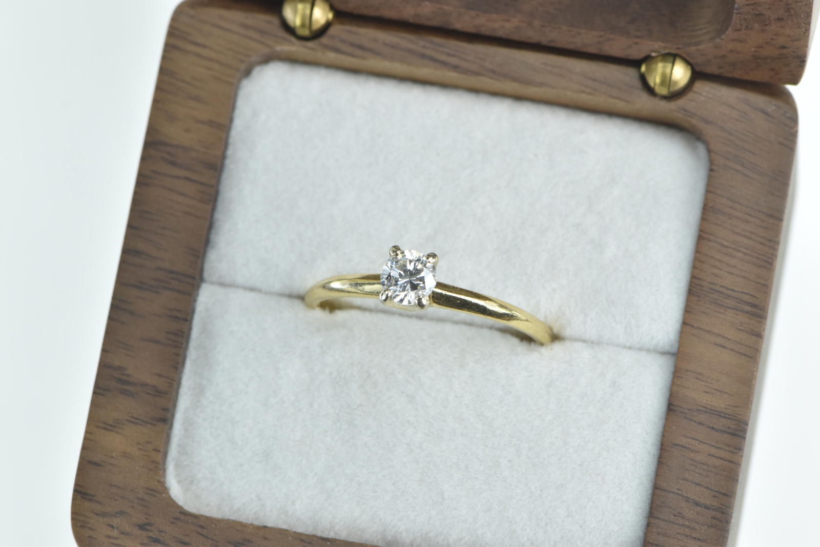 14K 0.37 Ct Diamond Solitaire Engagement Yellow Gold Ring, Size 9