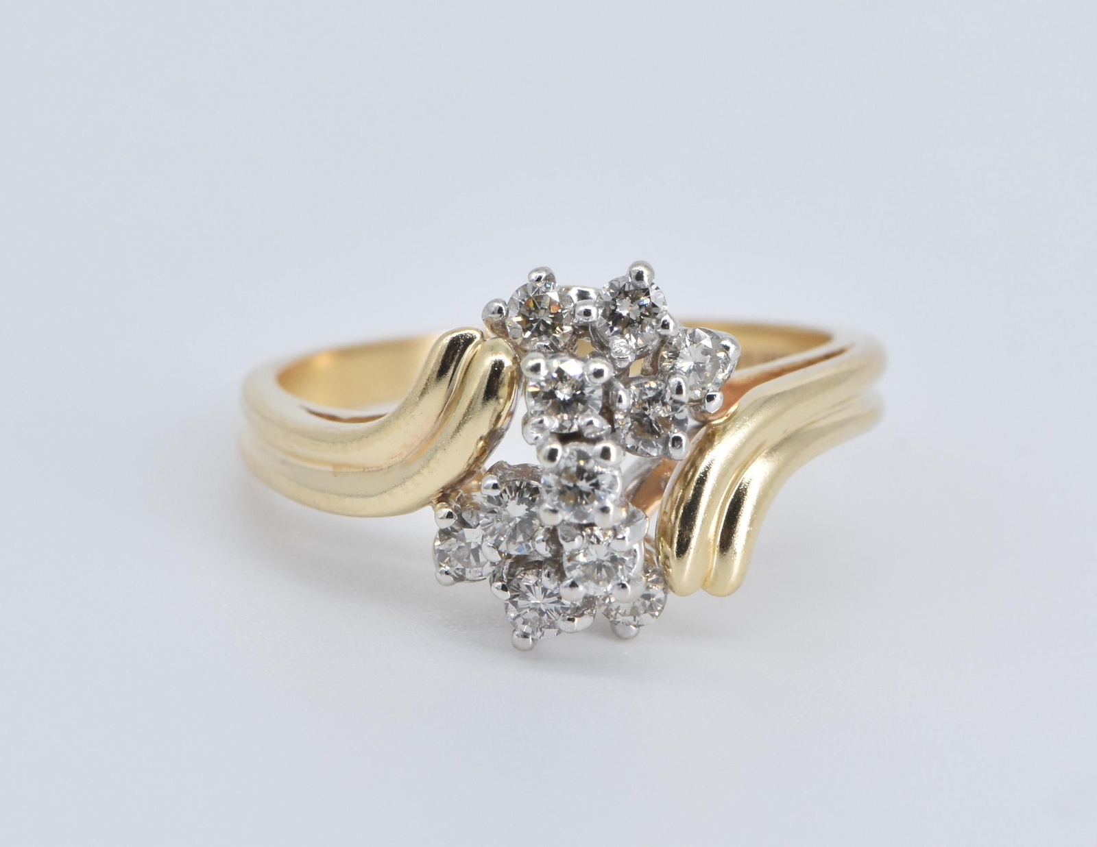 14K 0.38 Ctw Natural Diamond Vintage Cluster Yellow Gold Ring, Size 6.75