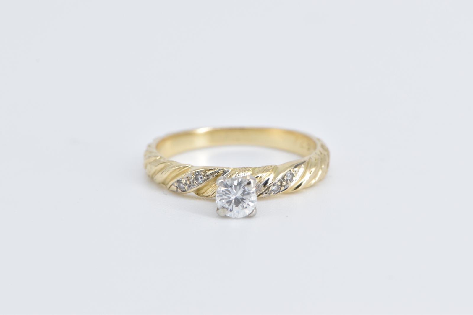 14K 0.39 Ct Diamond Twist Engagement Yellow Gold Ring, Size 7.25