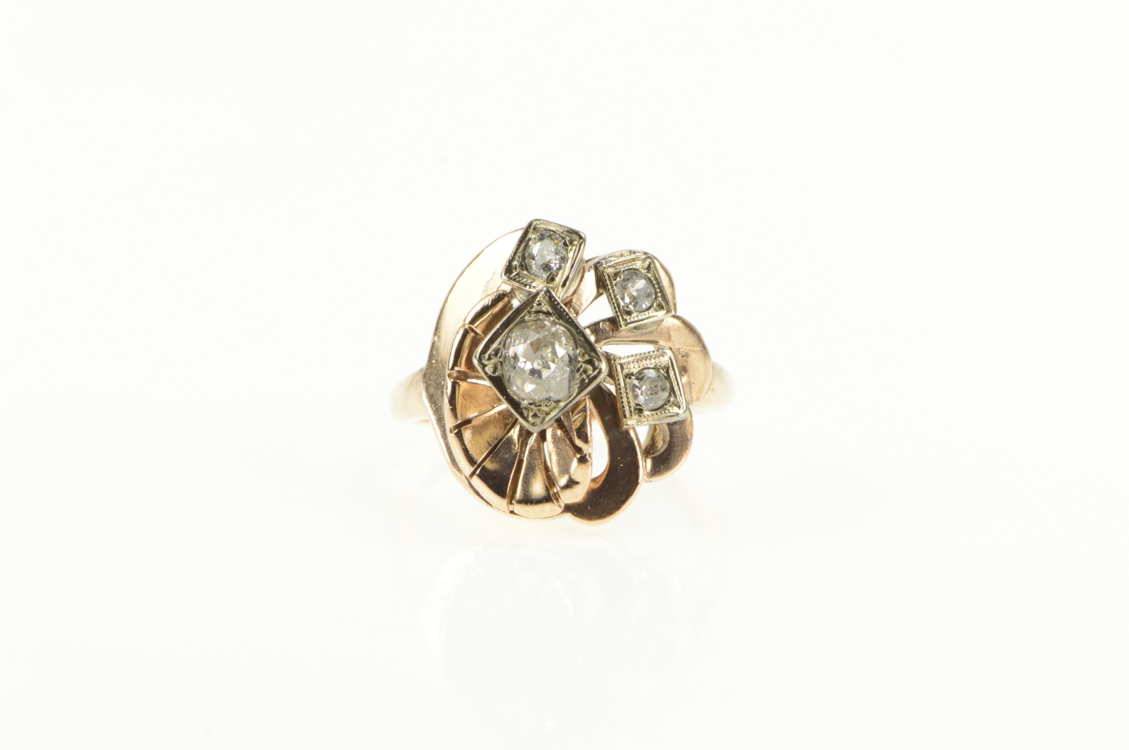 14K 0.39 Ctw Old Mine Cut Diamond Engagement Yellow Gold Ring, Size 6