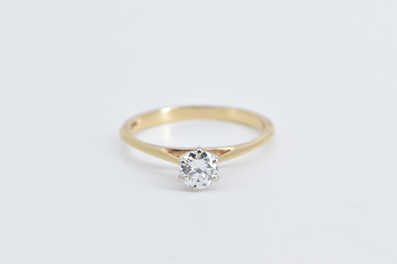 14K 0.45 Ct Euro Diamond Solitaire Engagement Yellow Gold Ring, Size 7.5