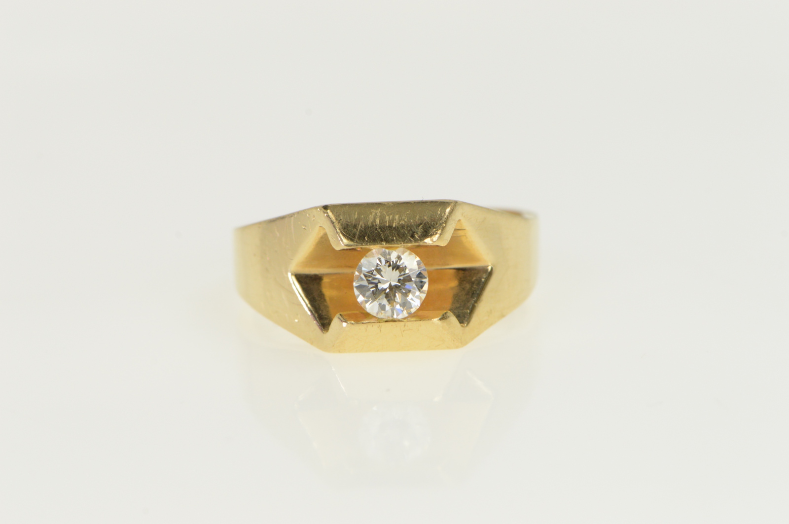 14K 0.45 Ct VS Diamond Pressure Set Men's Yellow Gold Ring, Size 8.75