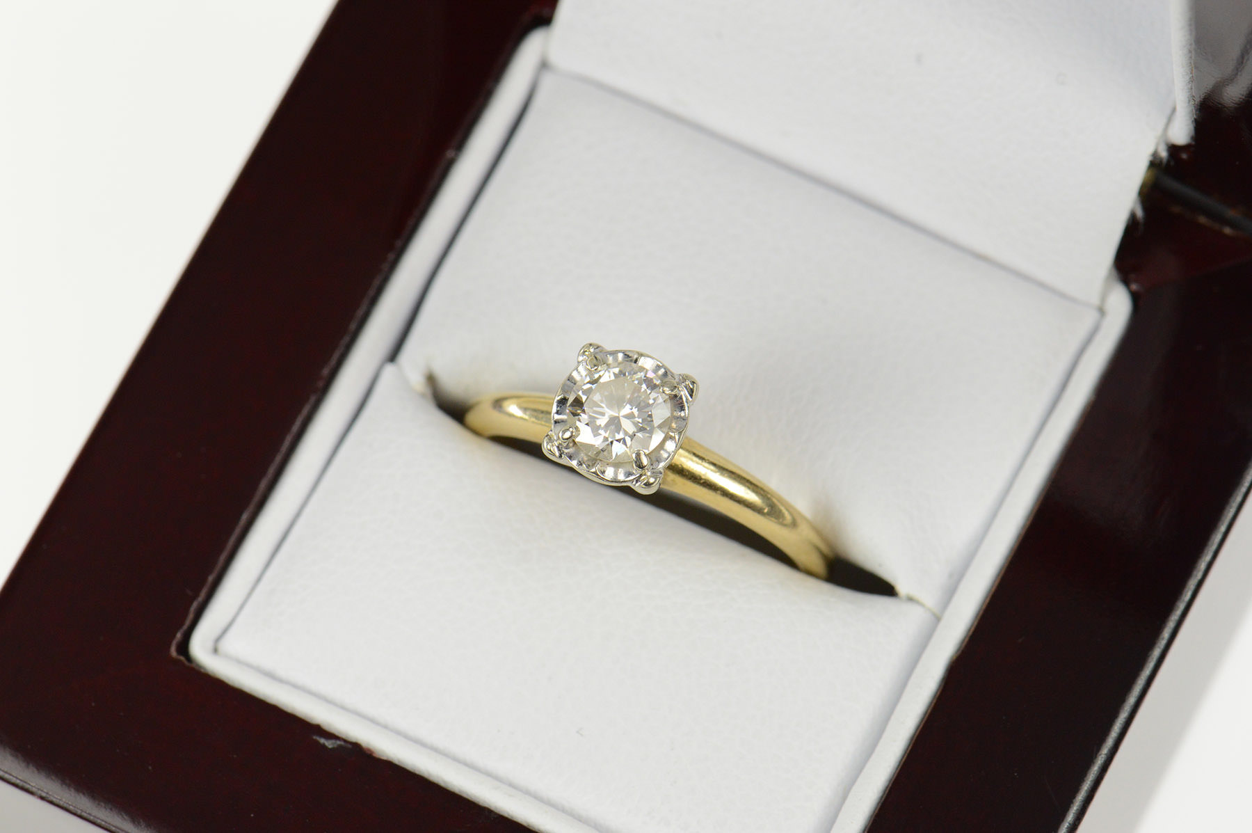 14K 0.48 Ct G/VS1 1940's Diamond Engagement Yellow Gold Ring, Size 7