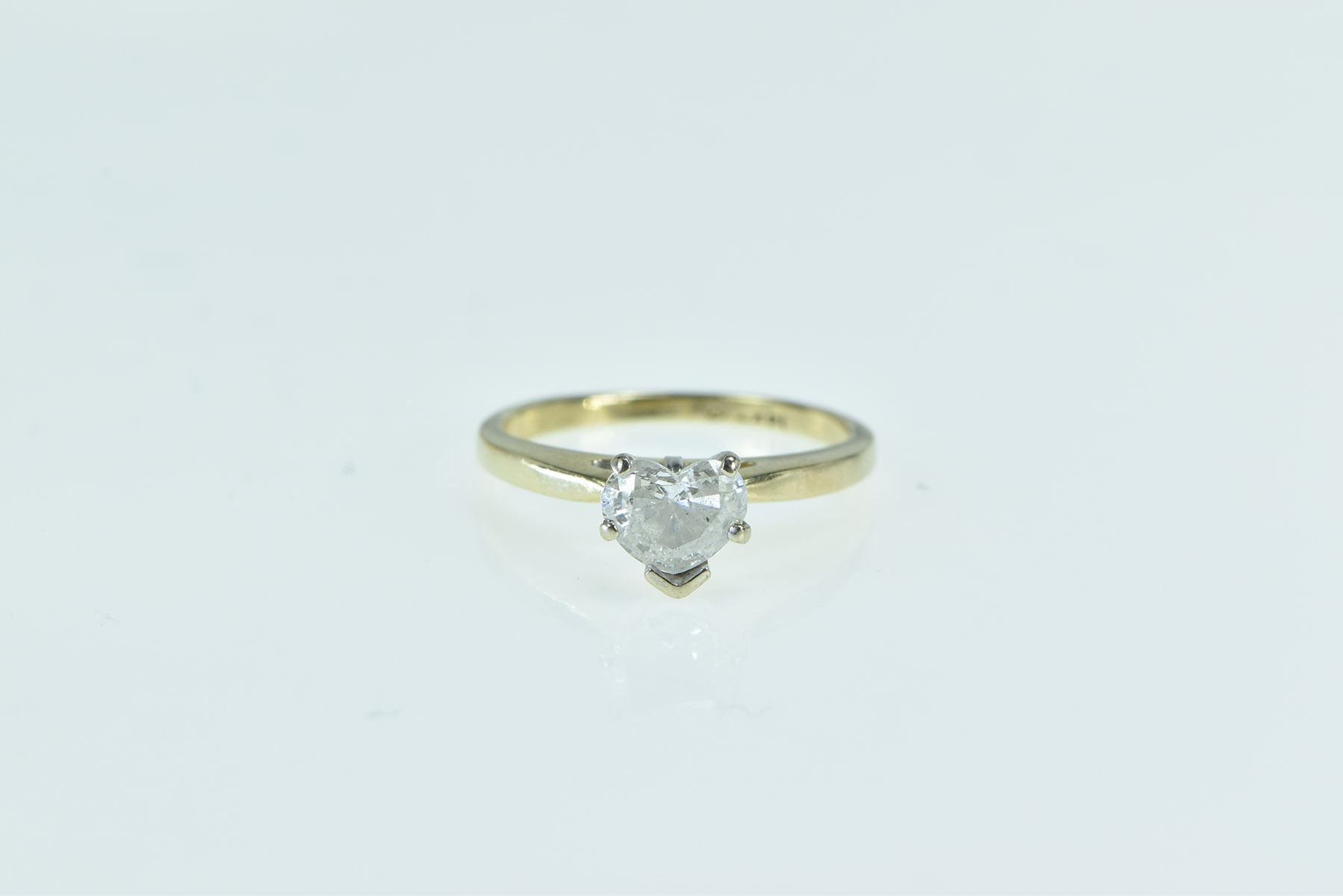 14K 0.50 Ct Diamond Heart Love Engagement Yellow Gold Ring, Size 4.75