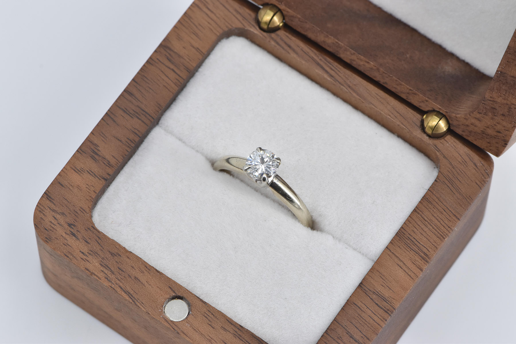 14K 0.50 Ct Natural Diamond Solitaire Engagement White Gold Ring, Size 5