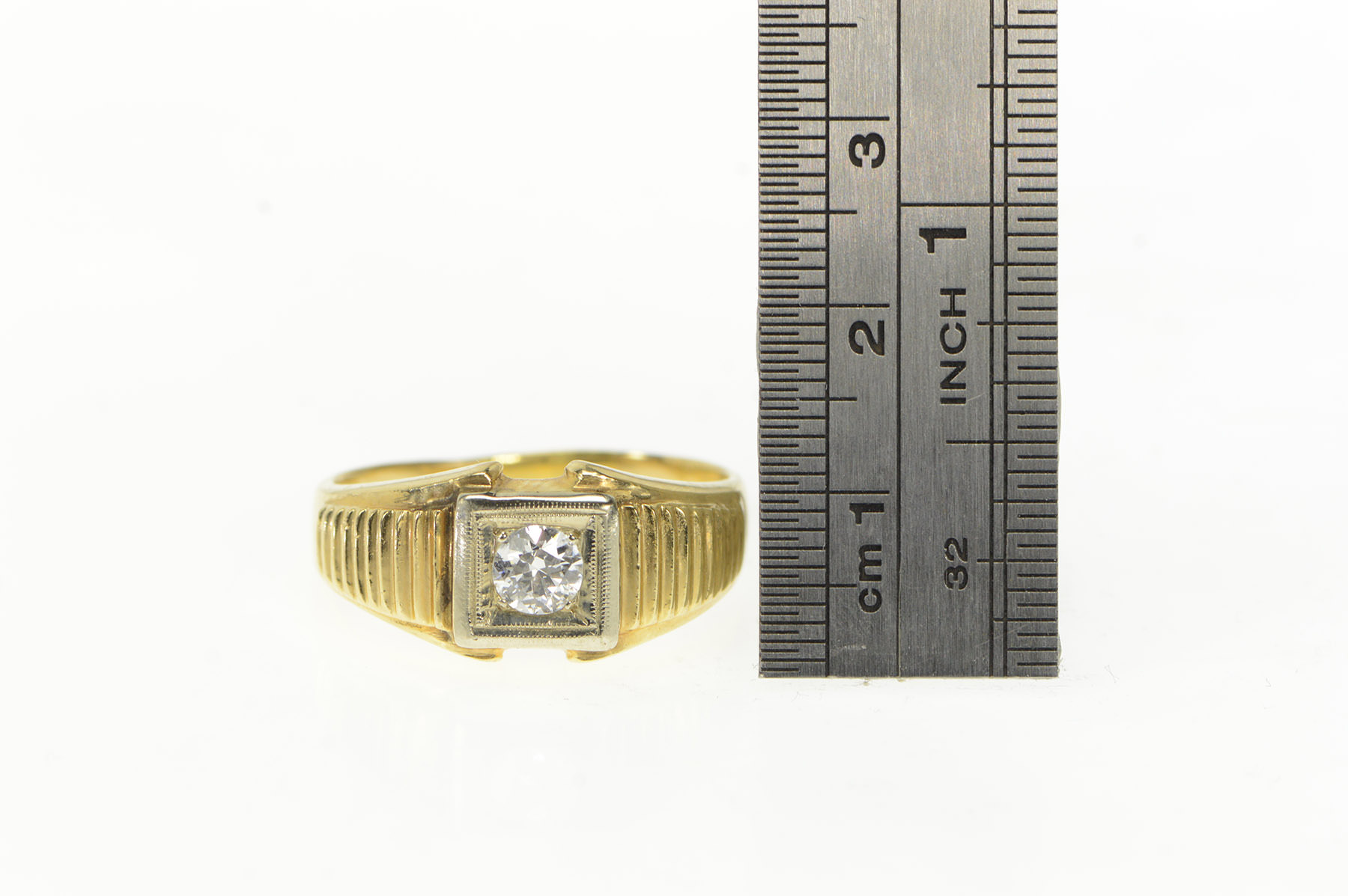 Large 18mm Anchor Crucifix Ring - 14k Yellow Gold Plated Split Shank Band, Size 12