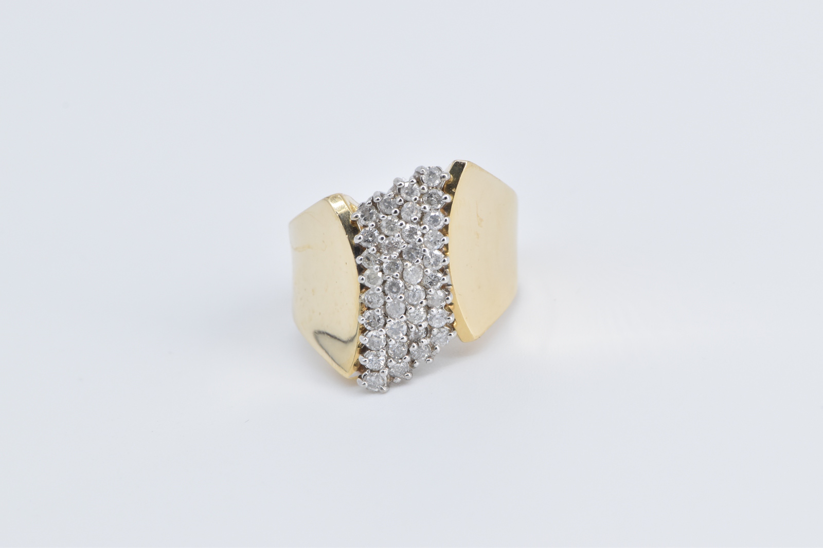 14K 0.50 Ctw Diamond Vintage Curved Cluster Yellow Gold Ring, Size 8.5