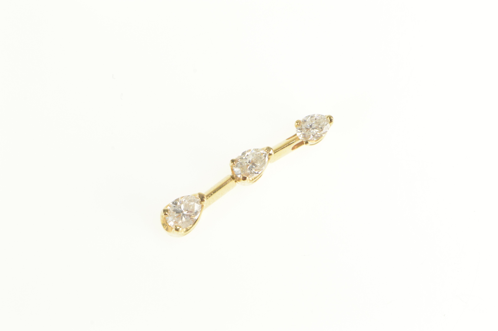 14K 0.50 Ctw Pear Diamond Tiered Bar Drop Yellow Gold Pendant