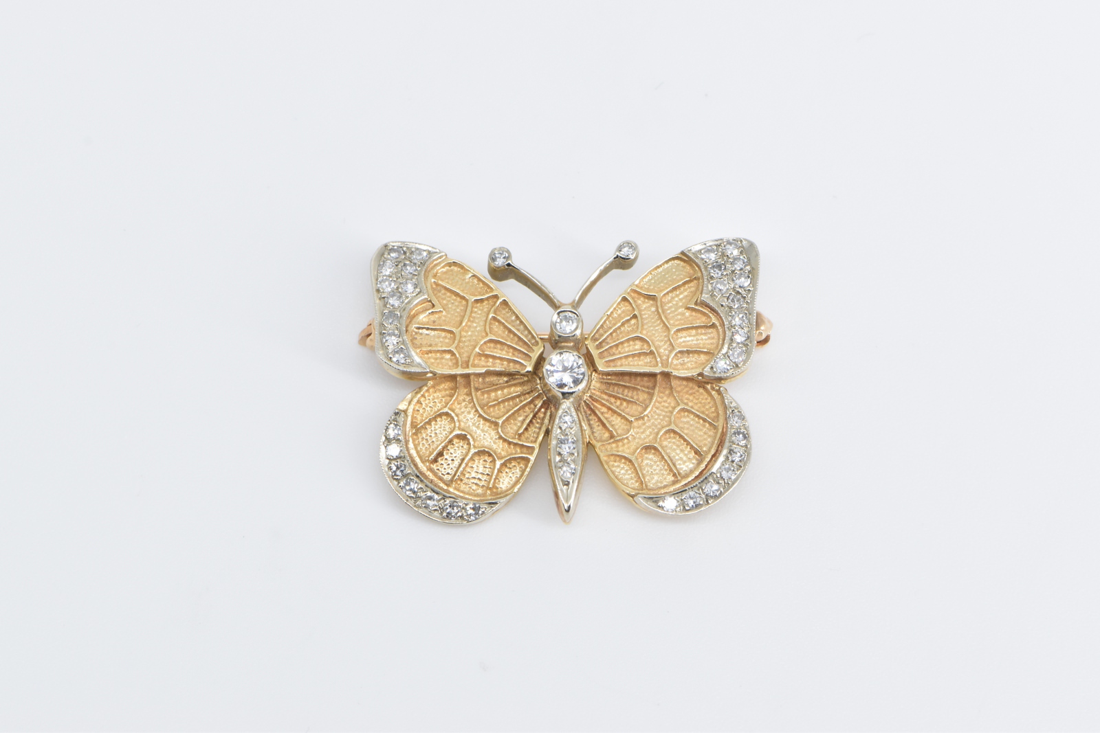 14K 0.52 Ctw Diamond Butterfly Beauty Symbol Yellow Gold Pin/Brooch