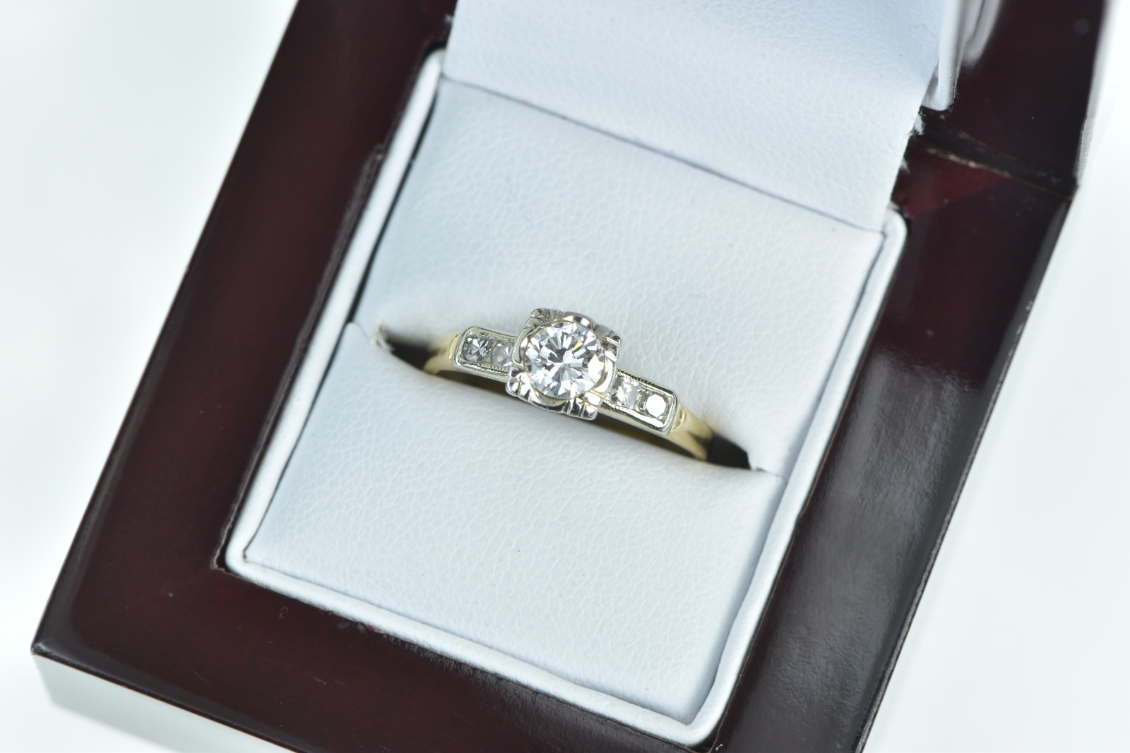 14K 0.55 Ctw Diamond 1940's Engagement Yellow Gold Ring, Size 8