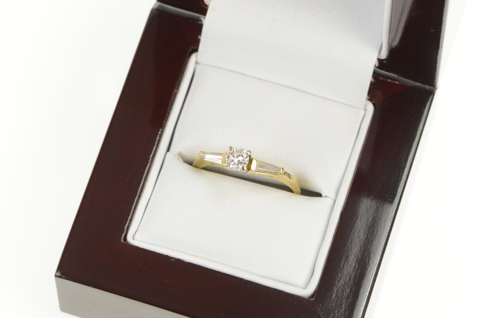 14K 0.55 Ctw Diamond VVS Baguette Engagement Yellow Gold Ring, Size 6