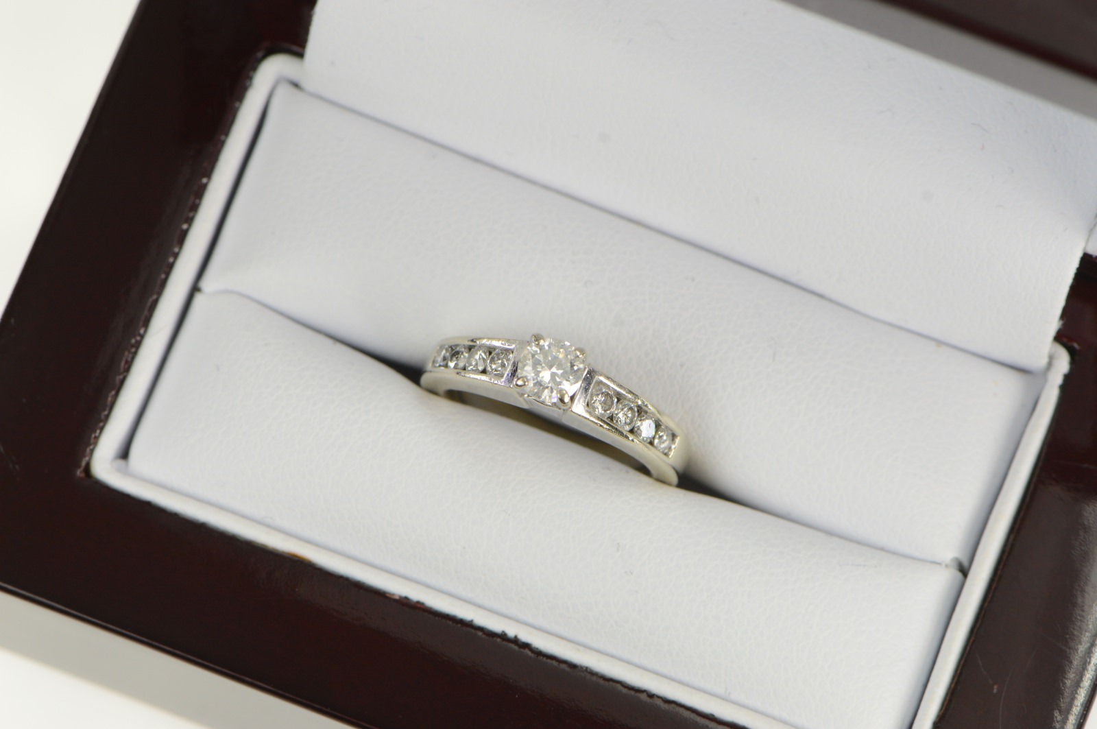 14K 0.56 Ctw Diamond Classic Engagement White Gold Ring, Size 4
