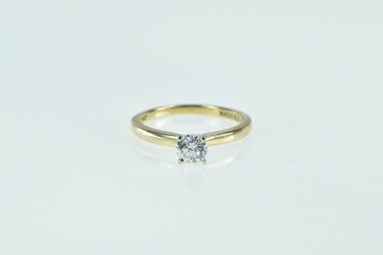 14K 0.58 Ct Diamond Solitaire Engagement Yellow Gold Ring, Size 6.25