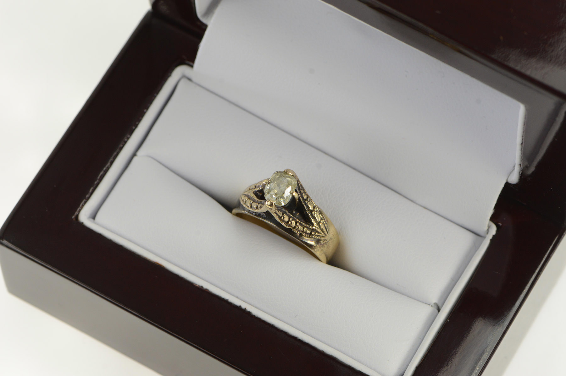 14K 0.60 Ct Old Mine Cut Diamond Engagement Yellow Gold Ring, Size 5.25
