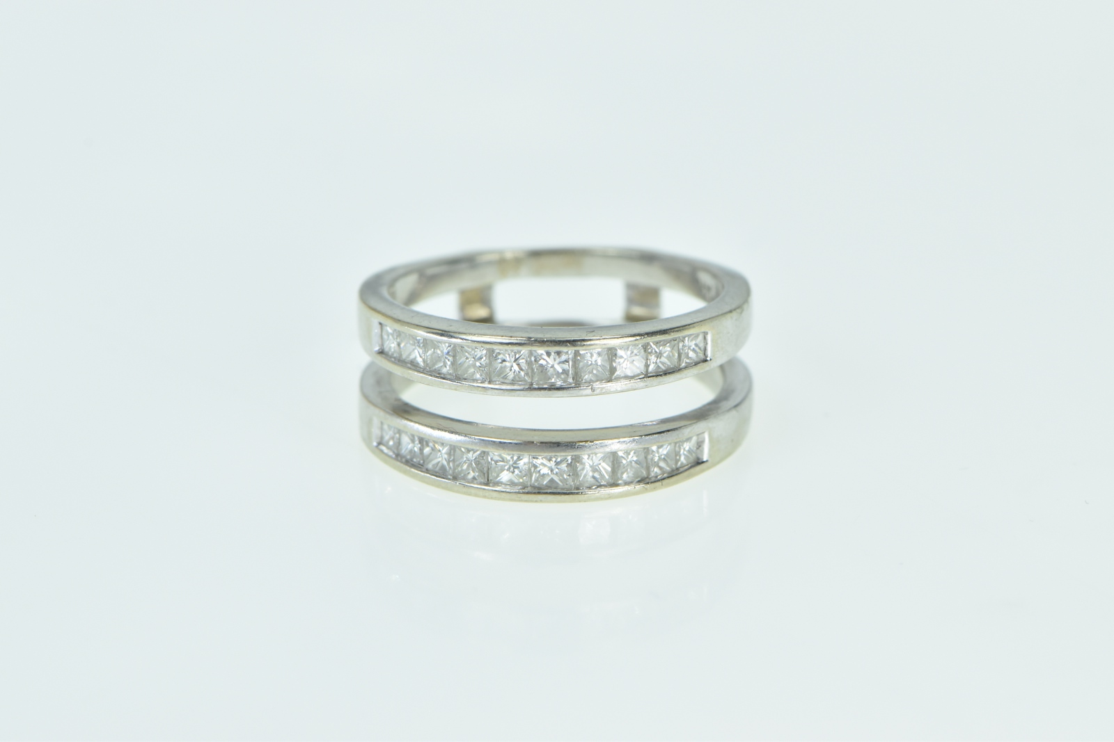 14K 0.60 Ctw Princess Diamond Wrap Wedding Band White Gold Ring, Size 8