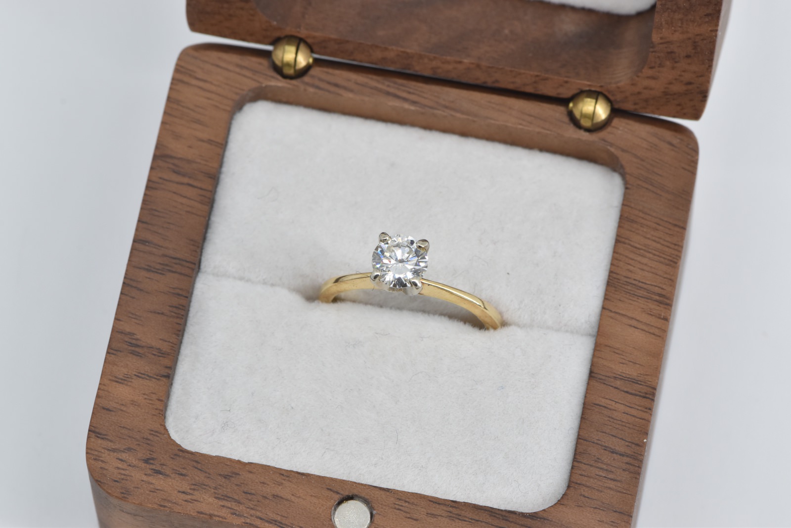 14K 0.64 Ct Natural Diamond Solitaire Engagement Yellow Gold Ring, Size 5.75