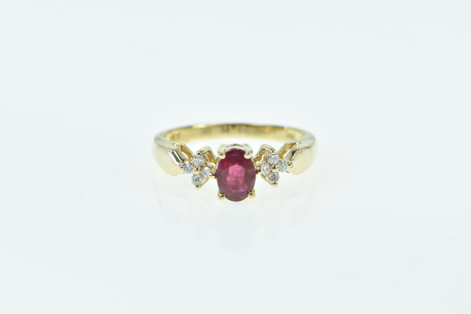 14K 0.65 Ctw Natural Ruby Diamond Engagement Yellow Gold Ring, Size 7.75