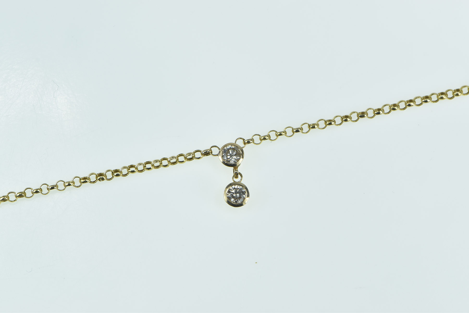 14K 0.72 Ctw Diamond Bezel Dangle Chain Yellow Gold Necklace 17"