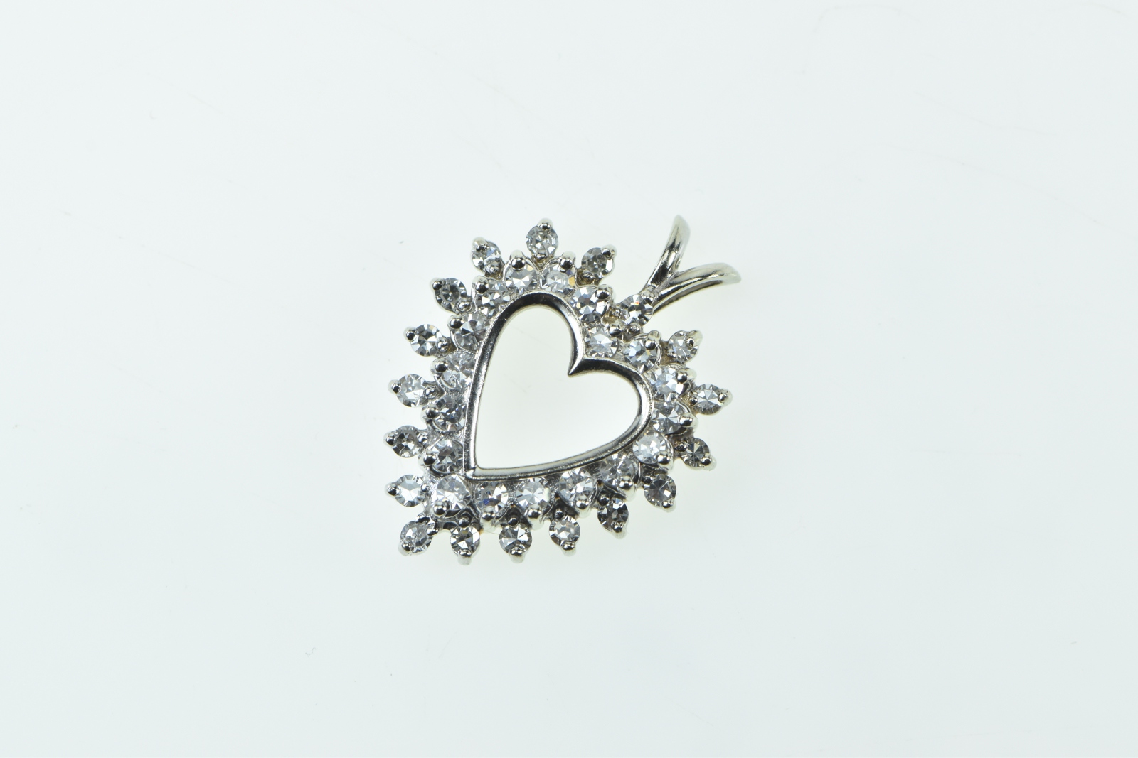 14K 0.72 Ctw Diamond Heart Cluster Love Symbol White Gold Pendant