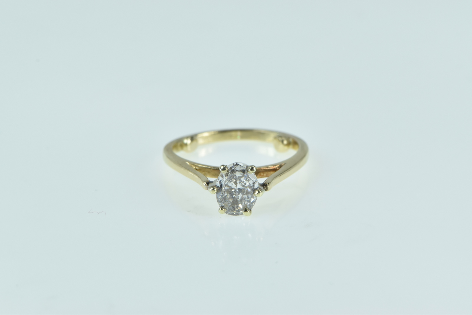 14K 0.74 Ct Oval Diamond Solitaire Engagement Yellow Gold Ring, Size 5