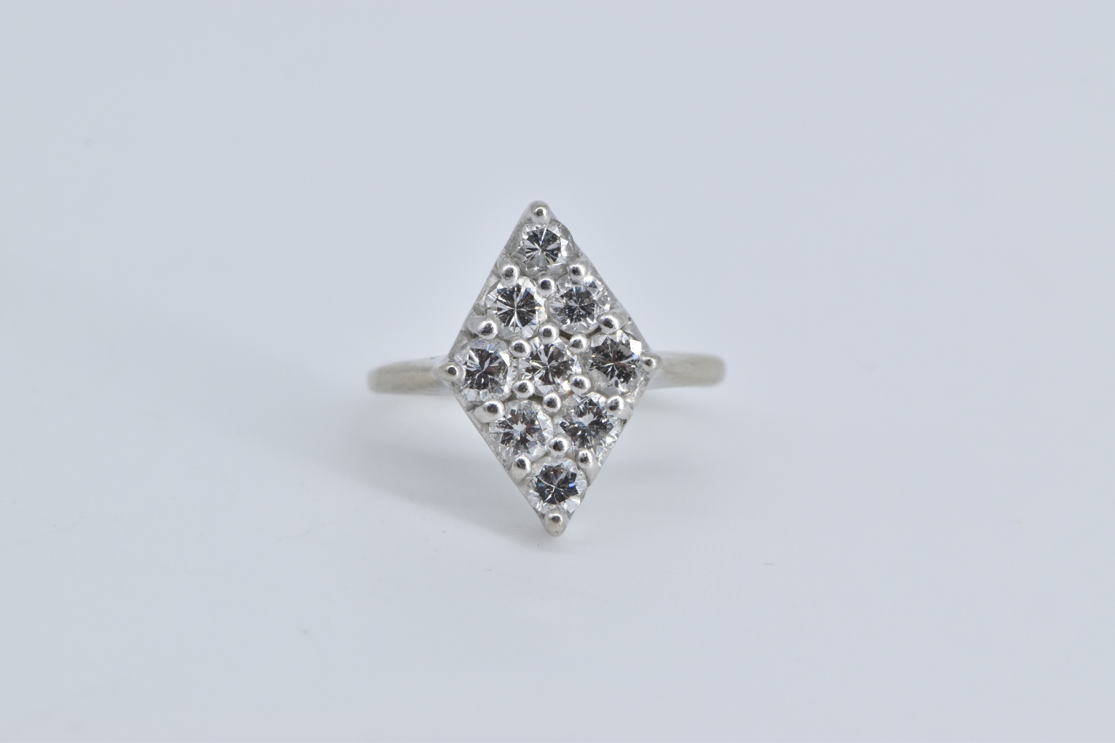 14K 0.75 Ctw Natural Diamond Squared Cluster White Gold Ring, Size 3