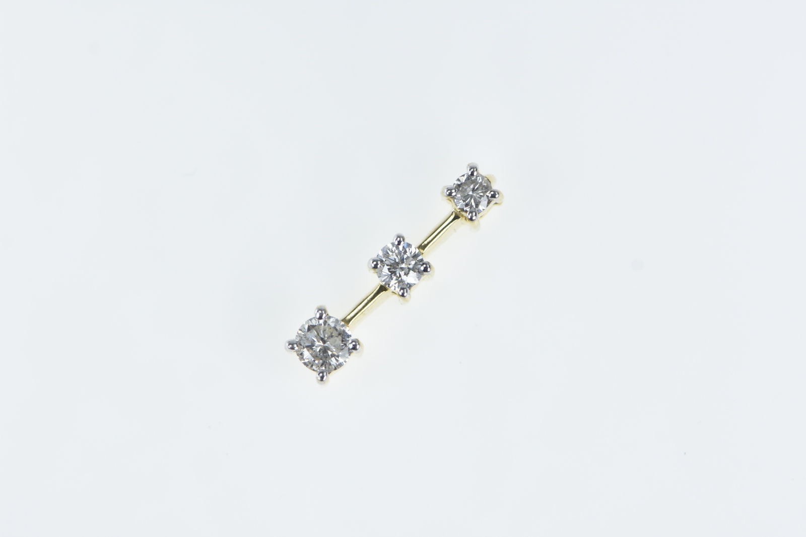 14K 0.75 Ctw Tiered Diamond Vintage Bar Yellow Gold Pendant