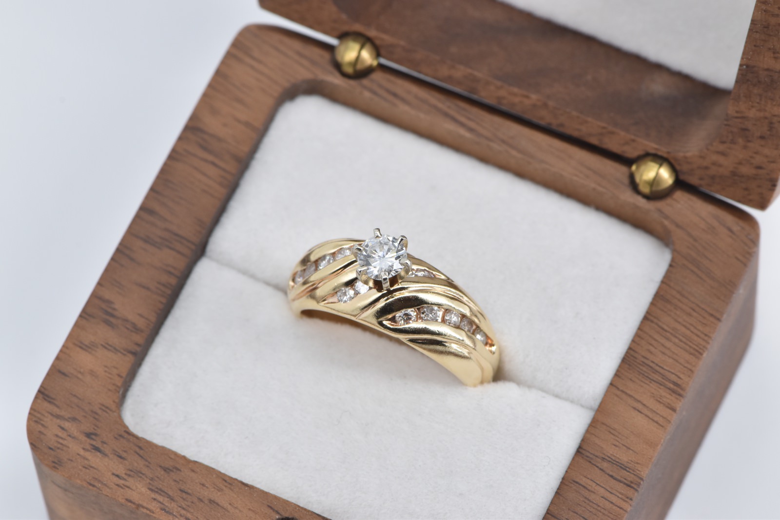 14K 0.77 Ctw Natural Diamond Engagement Yellow Gold Ring, Size 6.25