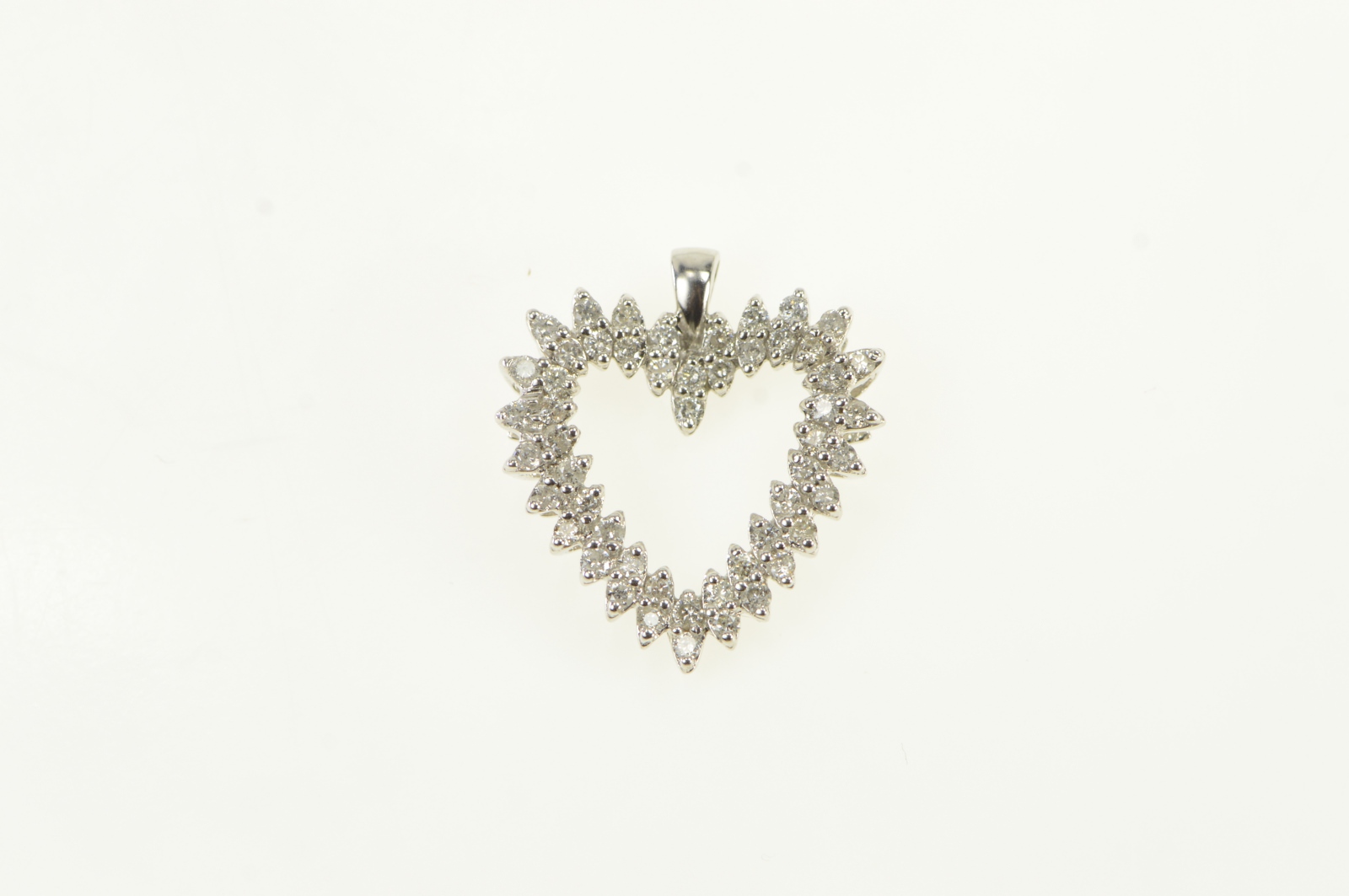 14K 0.78 Ctw Diamond Vintage Heart Love White Gold Pendant