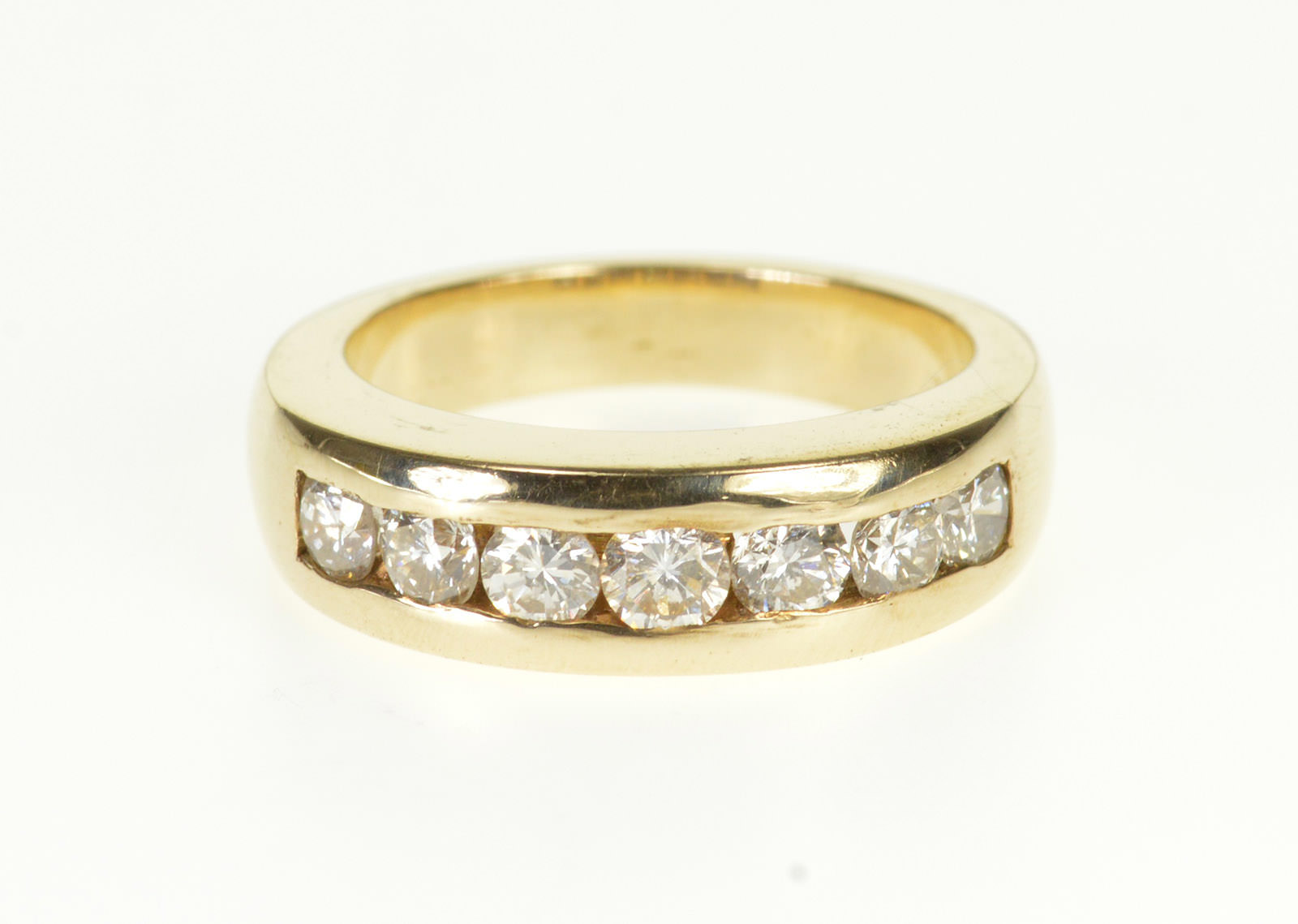 14K 0.84 Ctw Diamond Channel Inset Wedding Band Yellow Gold Ring, Size