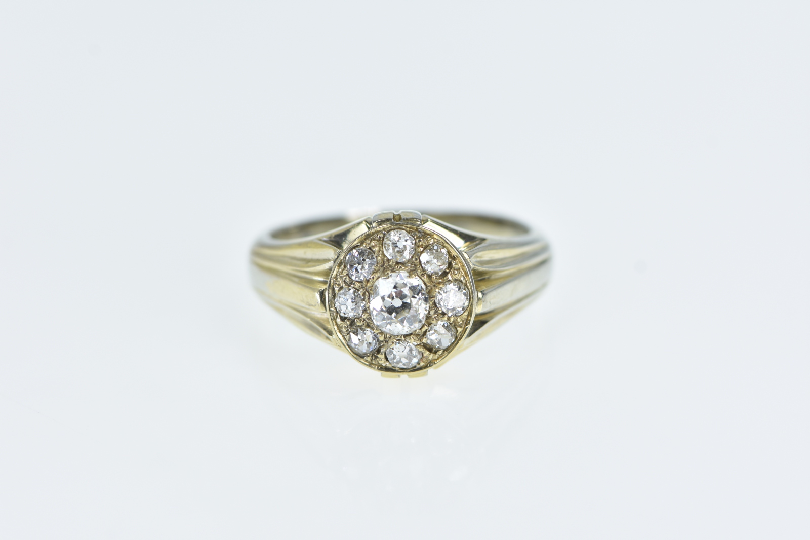 14K 0.90 Ctw Victorian Diamond Men's Antique Yellow Gold Ring, Size 9.5