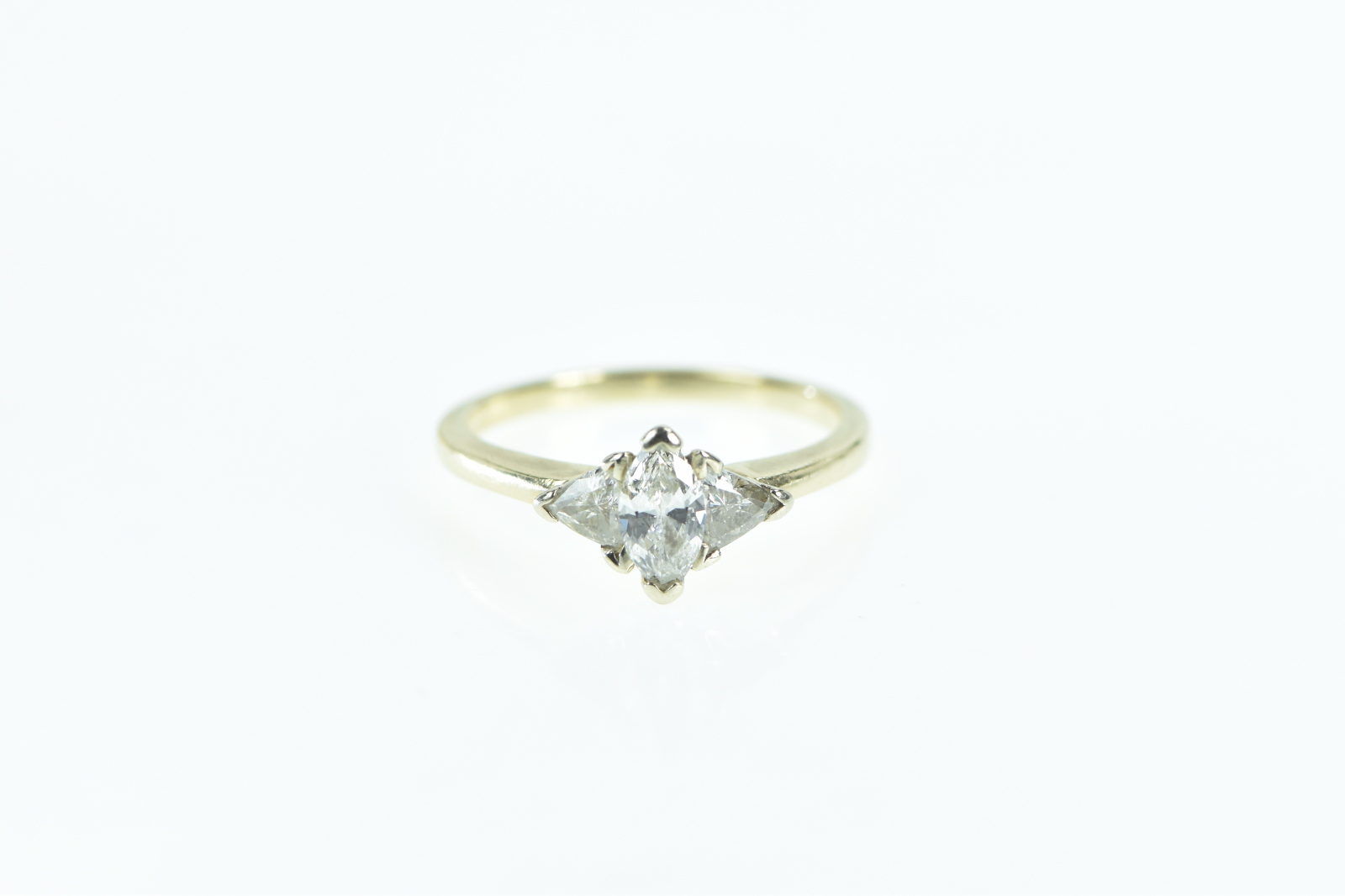 14K 0.92 Ctw Diamond Marquise Engagement Yellow Gold Ring, Size 8.5