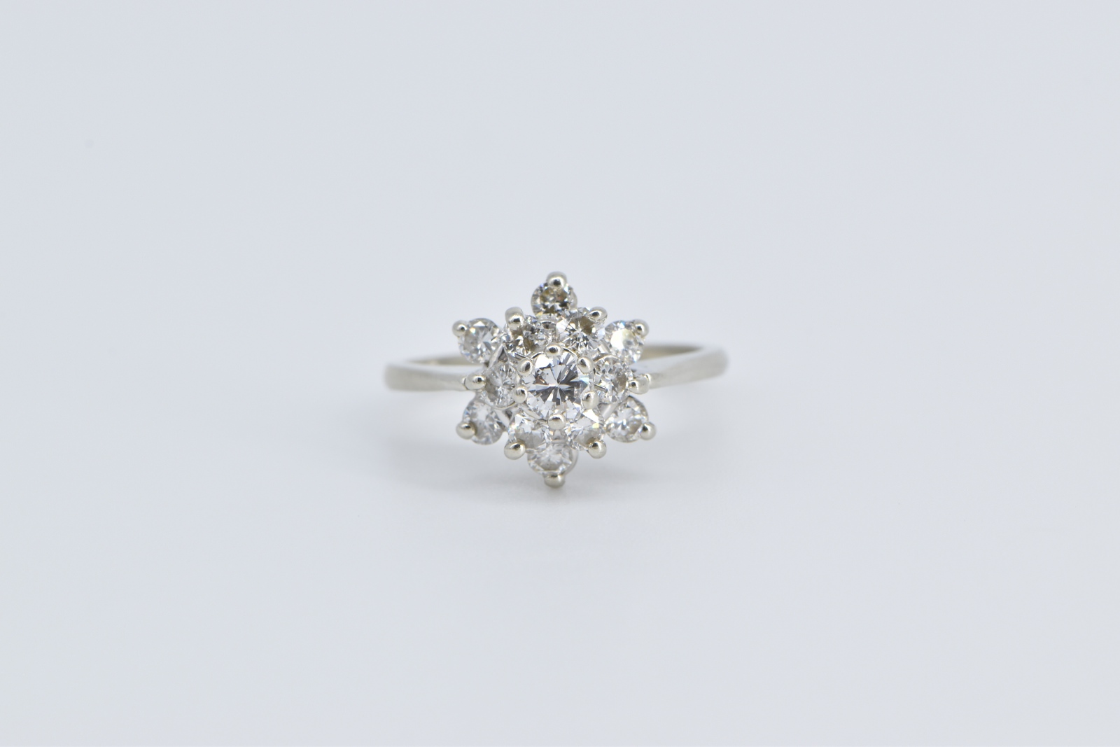14K 0.95 Ctw Diamond Round Halo Engagement White Gold Ring, Size 6.25