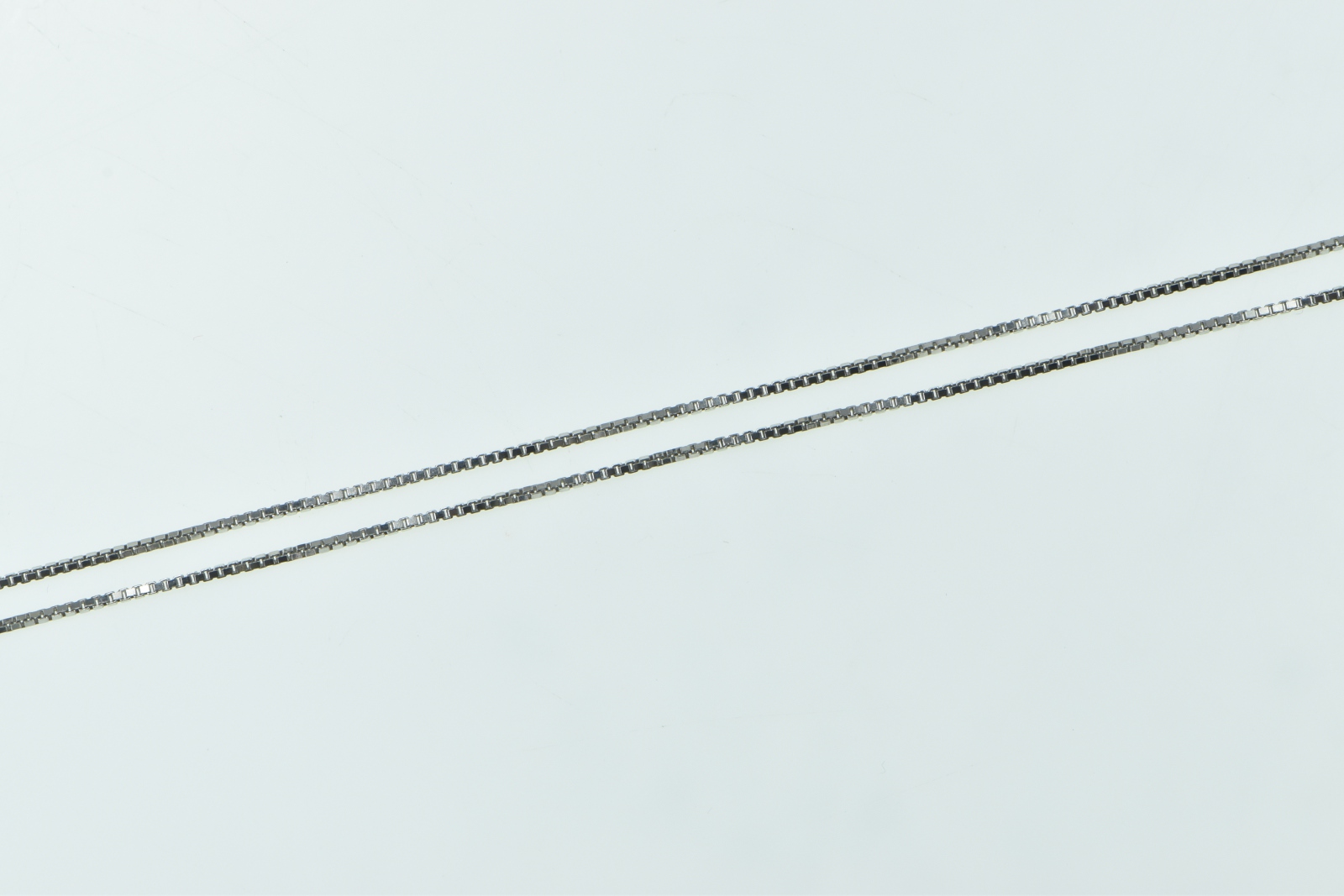 14K 0.9mm Square Link Classic Vintage Box Chain White Gold Necklace 16"