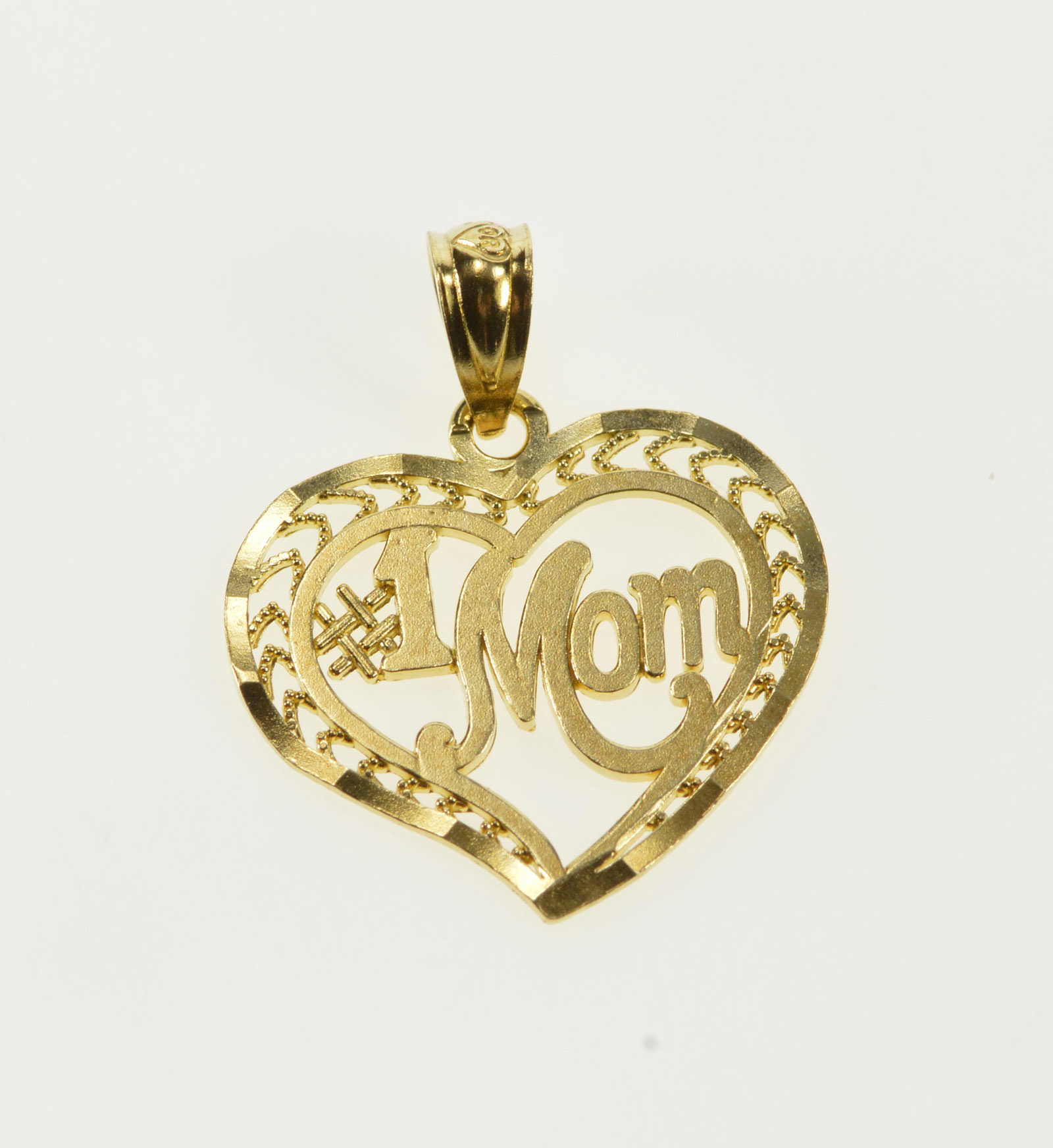 14k 1 Mom Number One Mother Heart Yellow Gold Pendant Property Room