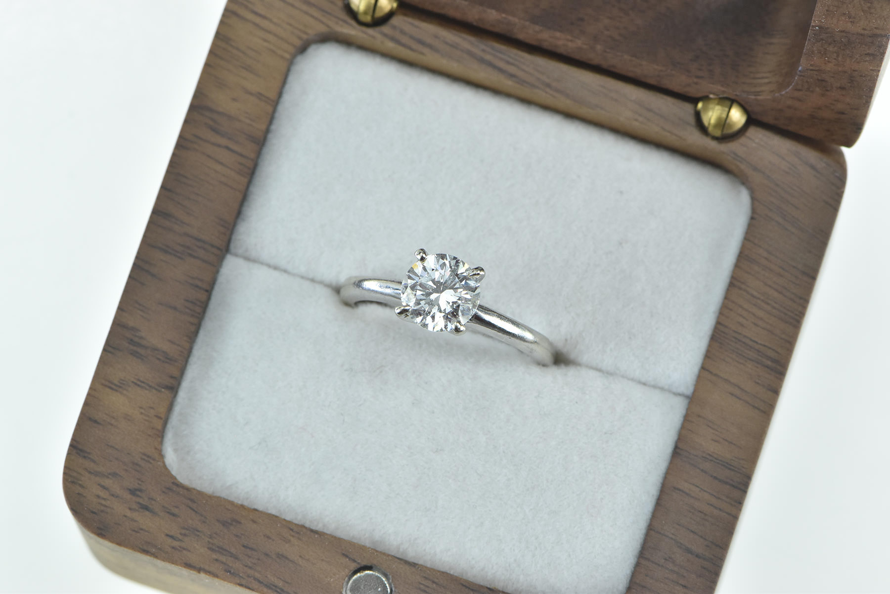 14K 1.00 Ct Diamond Classic Solitaire Engagement White Gold Ring, Size 5.5