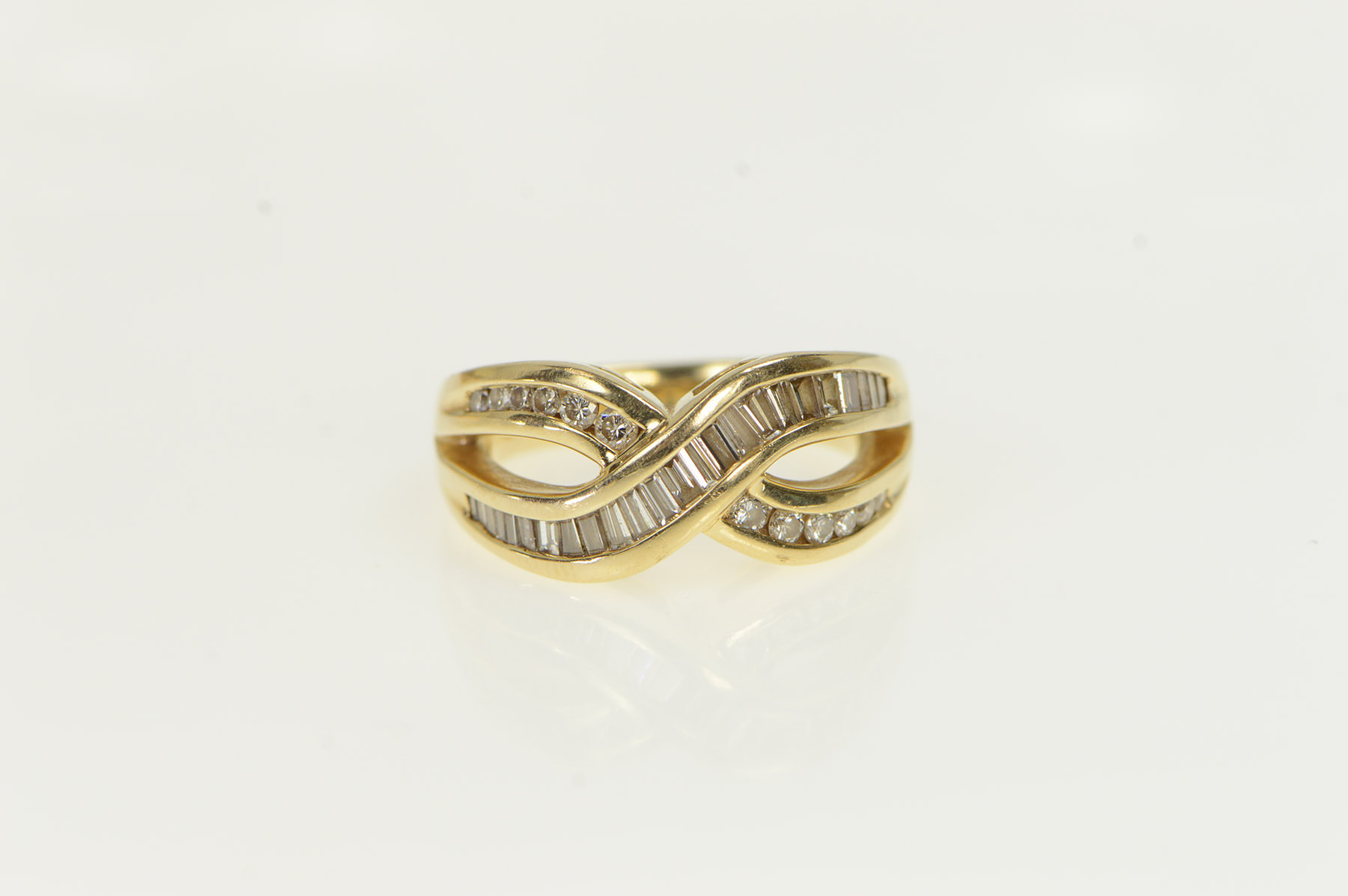 10k Yellow Gold Criss Cross Rope Ring - Dainty Cable Design Statement Ring, Size 6.75, Made In USA