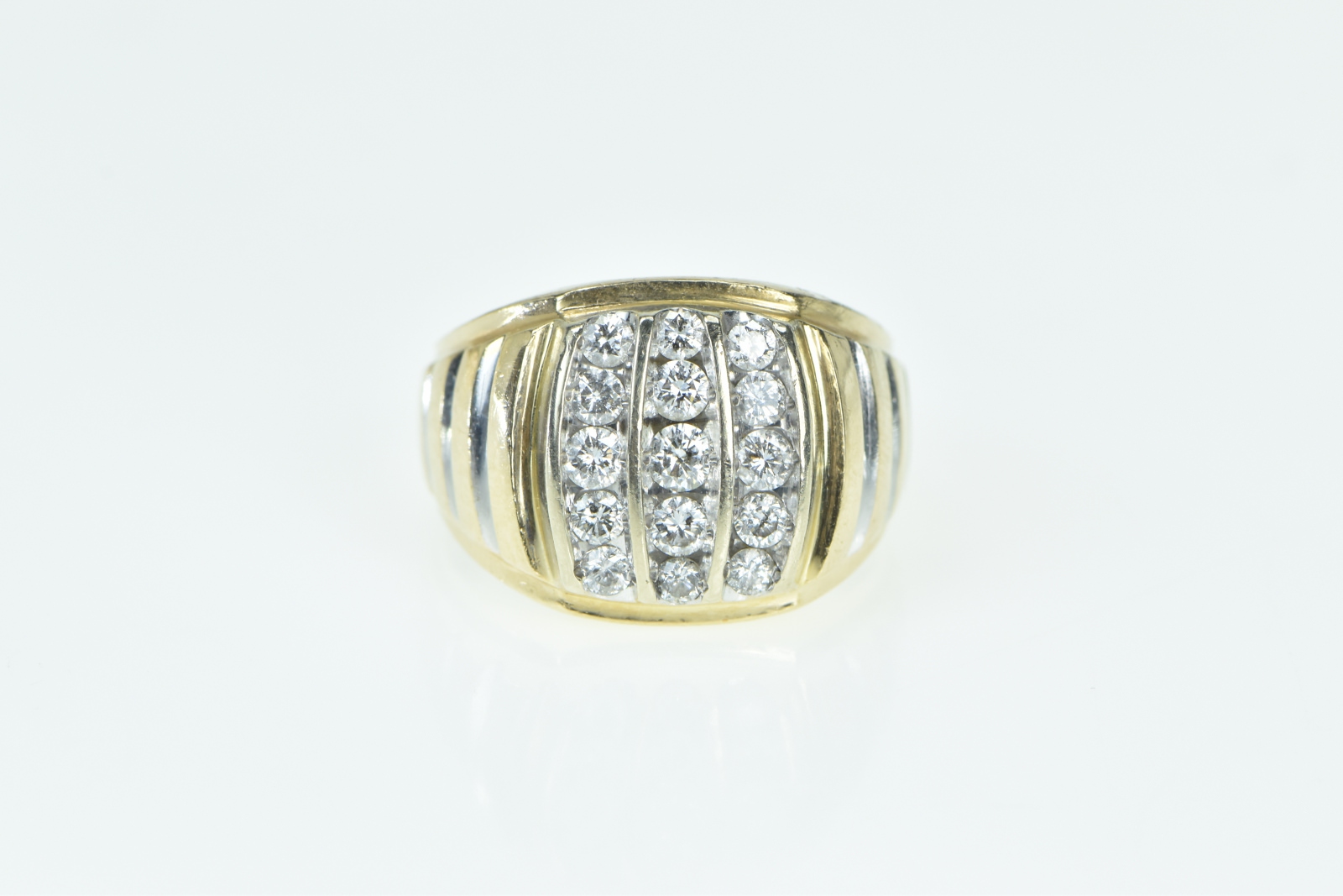14K 1.00 Ctw Diamond Squared Vintage Men's Yellow Gold Ring, Size 9