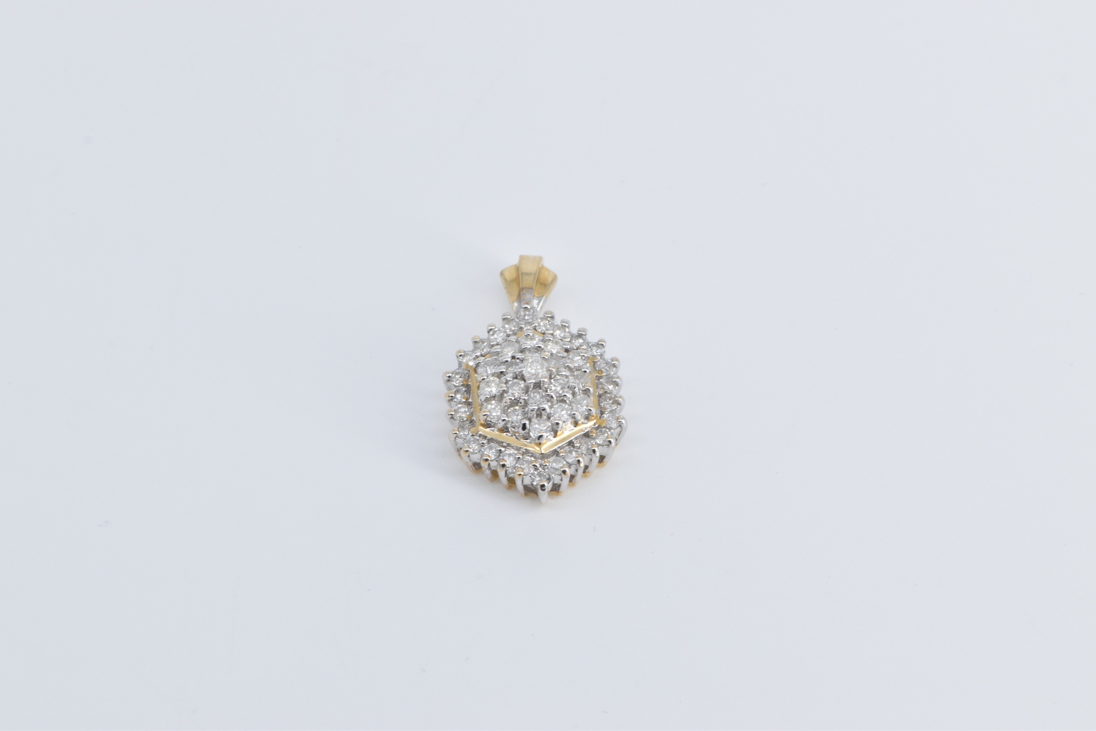 14K 1.00 Ctw Natural Diamond Honeycomb Cluster Yellow Gold Pendant