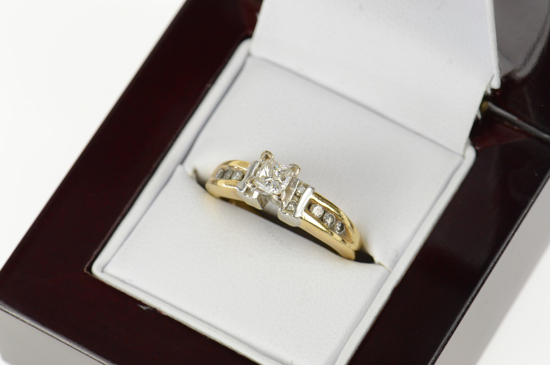 14K 1.00 Ctw Princess Diamond Engagement Yellow Gold Ring, Size 6