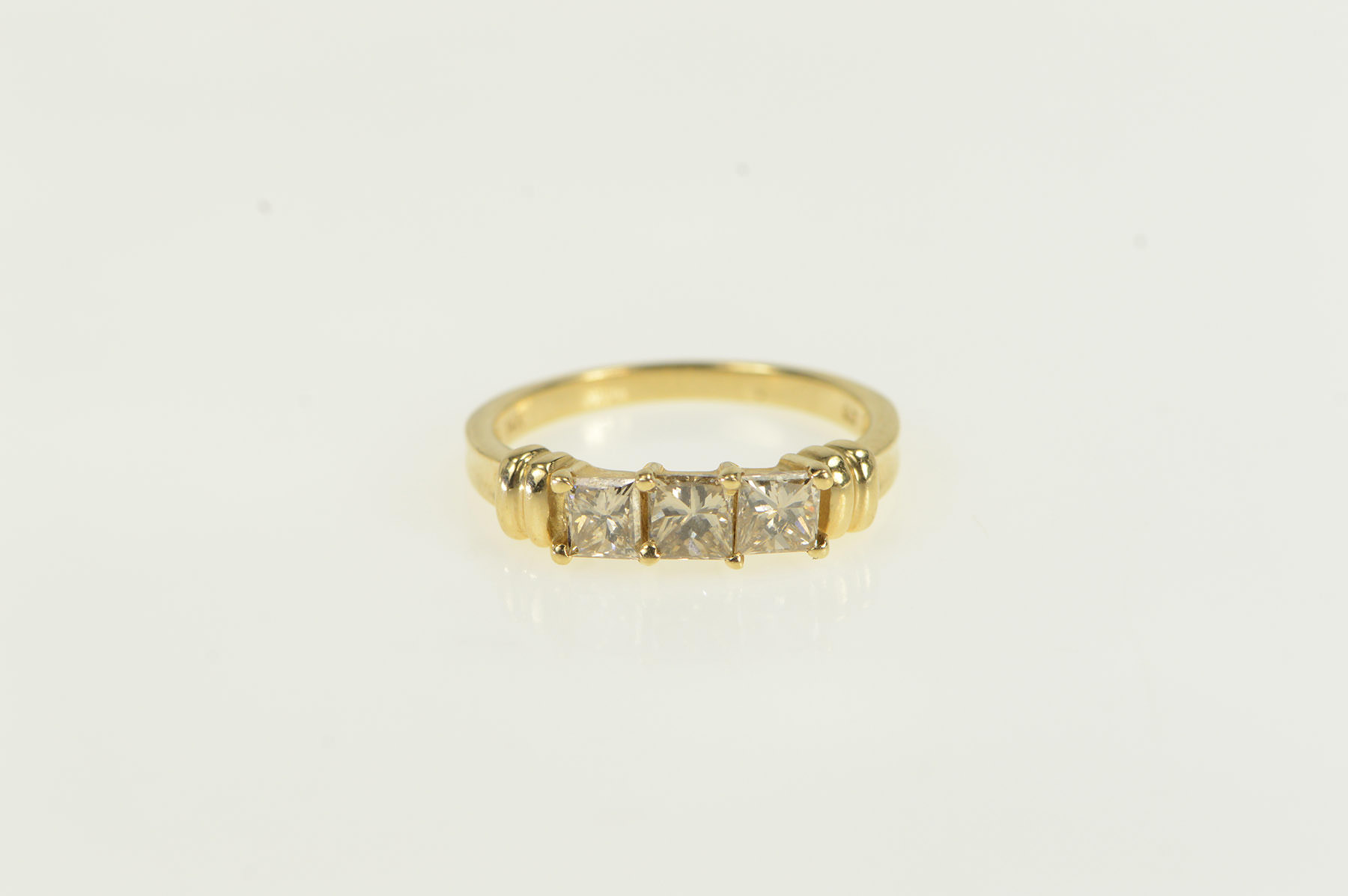 14K 1.00 Ctw Princess Diamond Engagement Yellow Gold Ring, Size 7.25