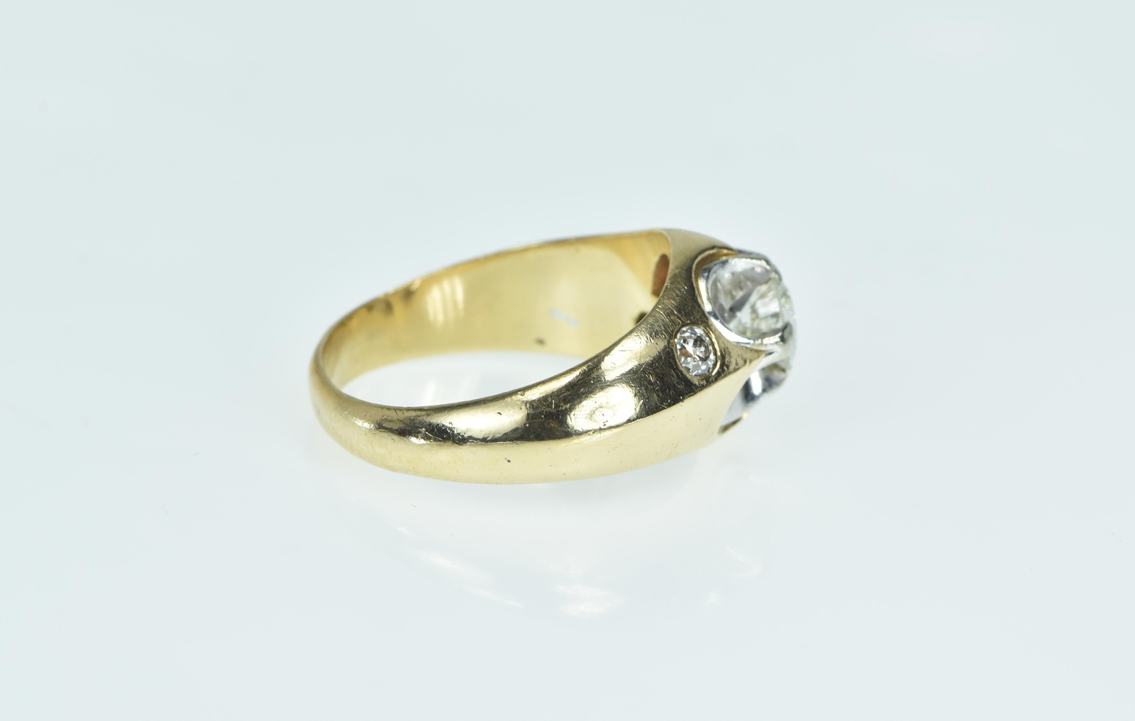 Men's 10k Yellow Gold Lucky Nugget Band Ring - Royal Flush Of Hearts Poker Hand Design (Size 13.25)