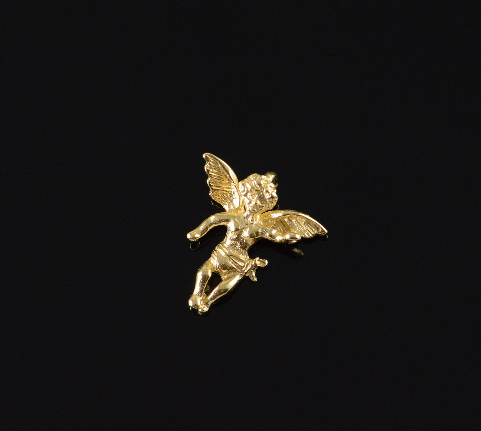 14k 1 1g Angel Wing Baby Child Cherub Yellow Gold Charm