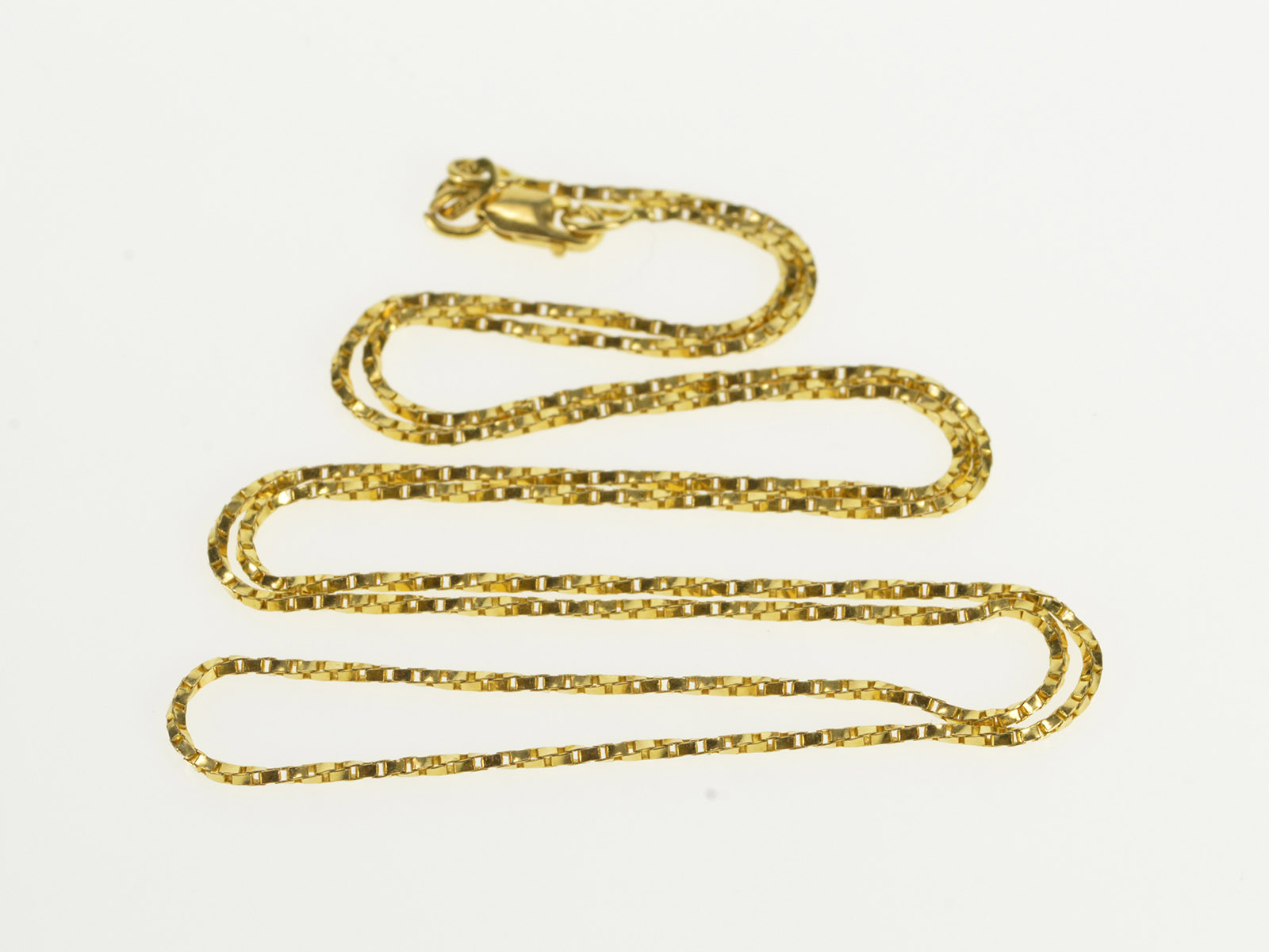 14K 1.1mm Box Twist Link Square Spiral Chain Yellow Gold Necklace 18.25