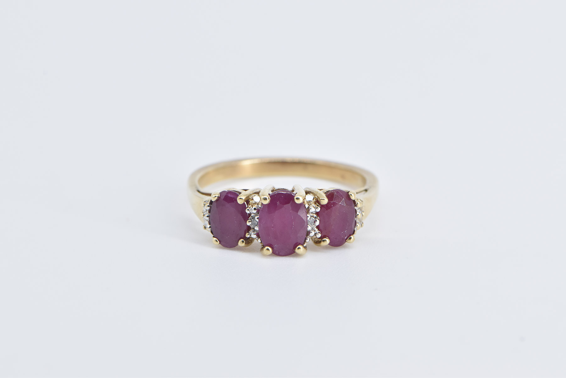 14K 1.25 Ctw Natural Ruby Diamond Statement Yellow Gold Ring, Size 7.25