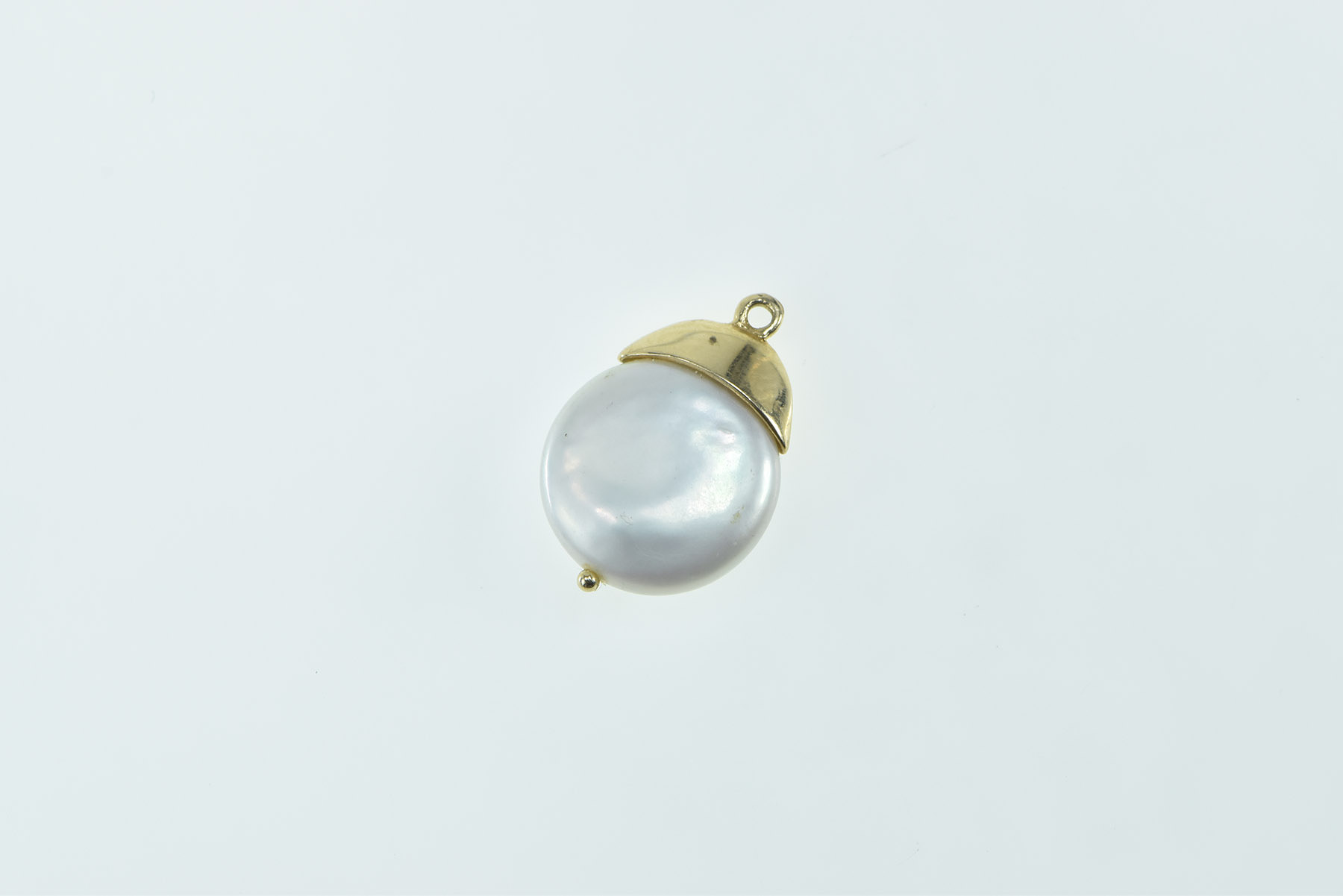 14K 12.5mm Pearl Simple Classic Statement Yellow Gold Charm/Pendant
