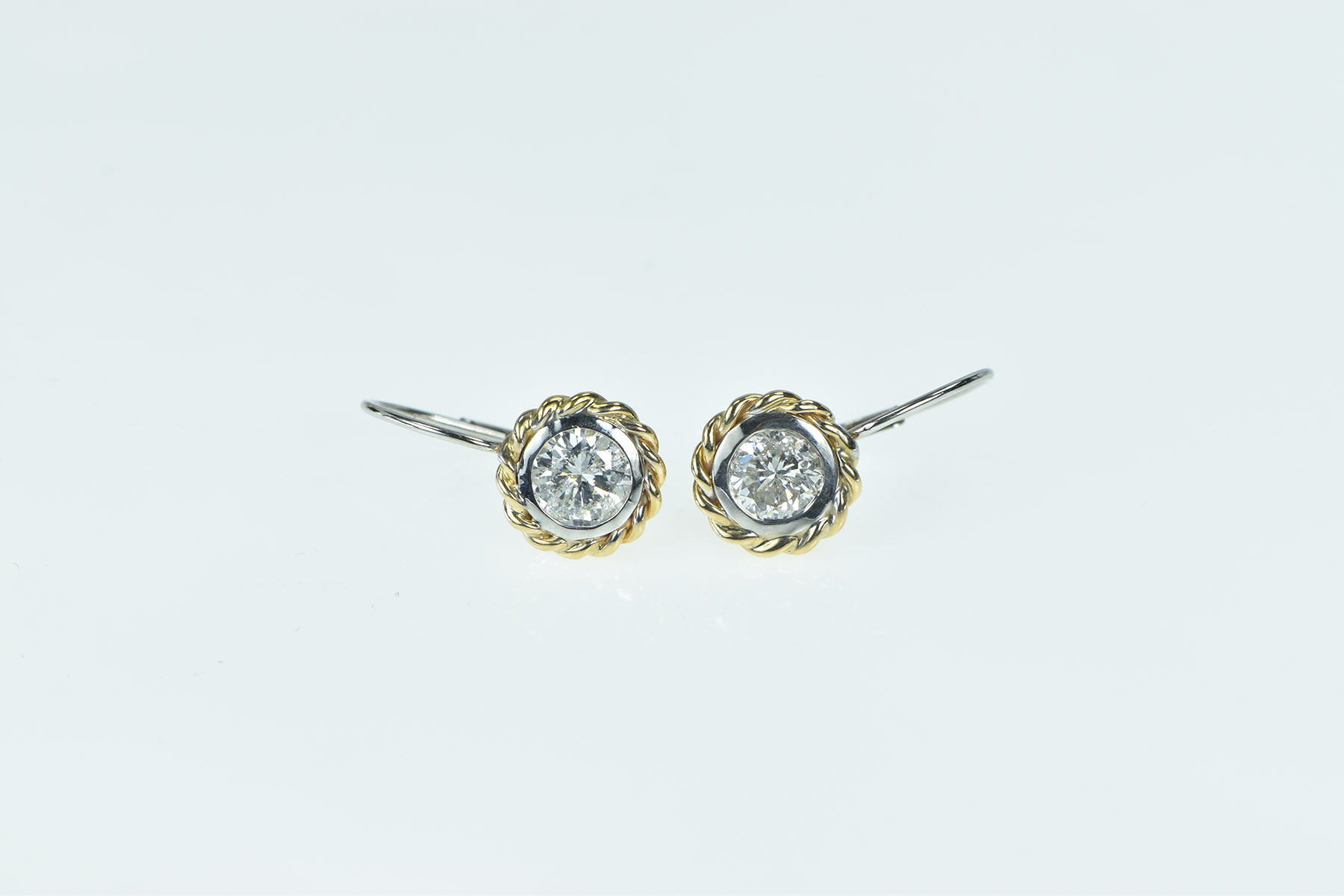 14K 1.33 Ctw Diamond Rope Trim Dangle White Gold Earrings