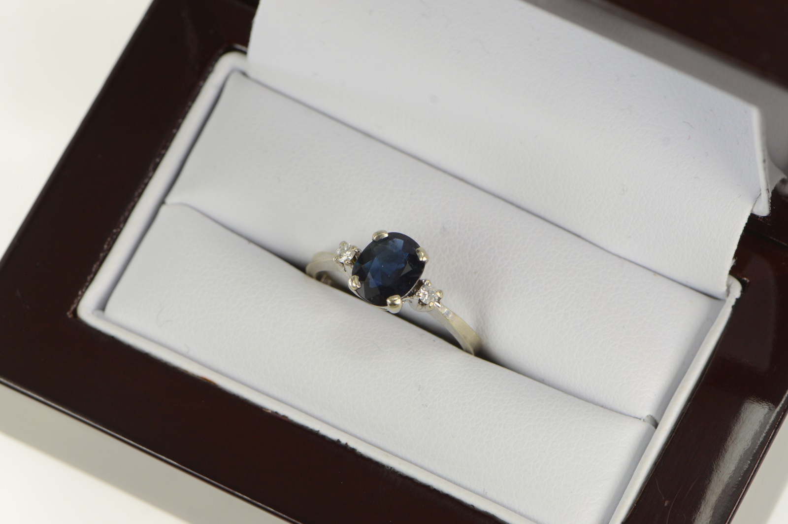 14K 1.35 Ctw Natural Sapphire Diamond Engagement White Gold Ring, Size 7
