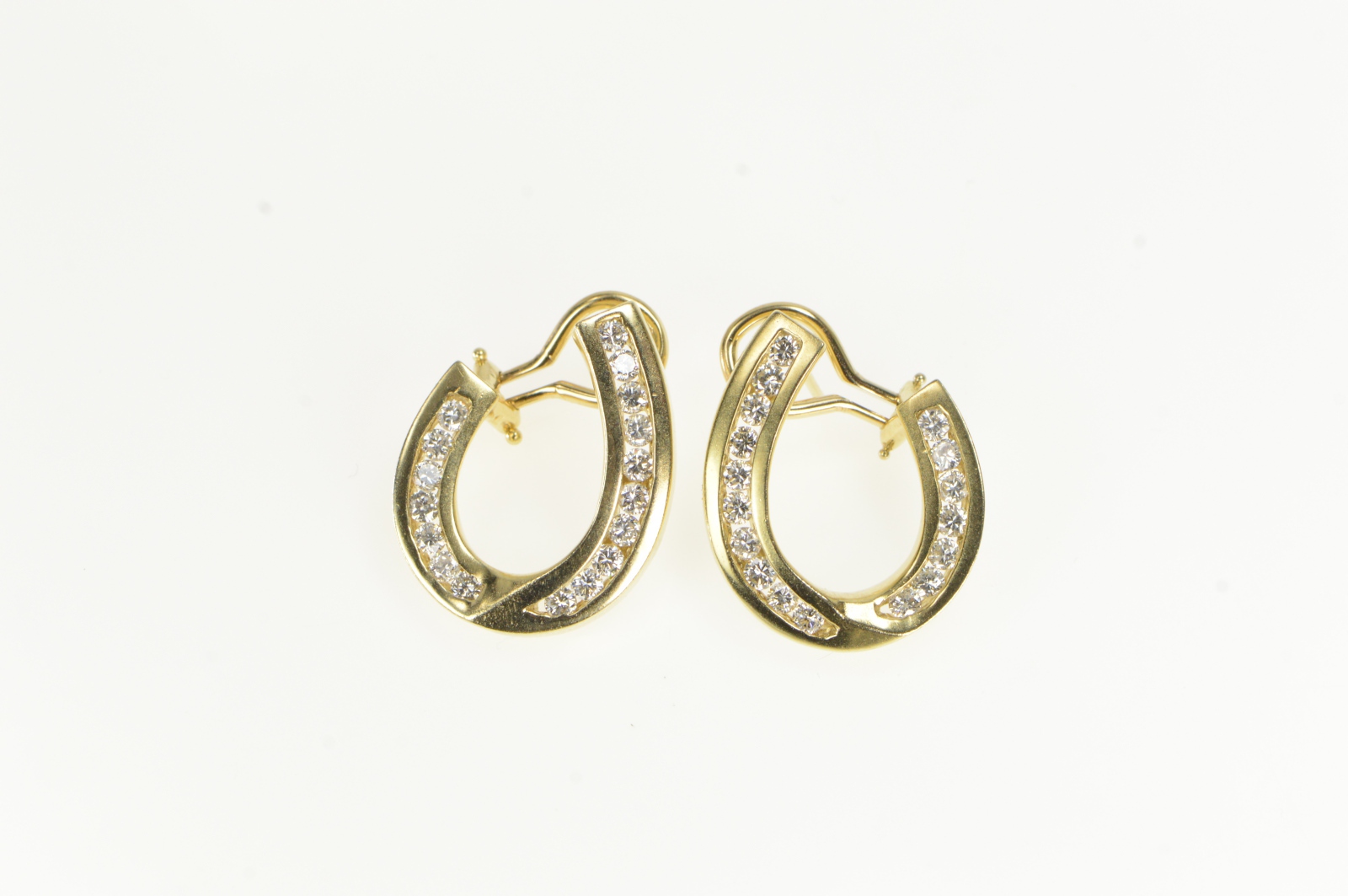 14K 1.36 Ctw Diamond Curved Loop Statement Yellow Gold Earrings