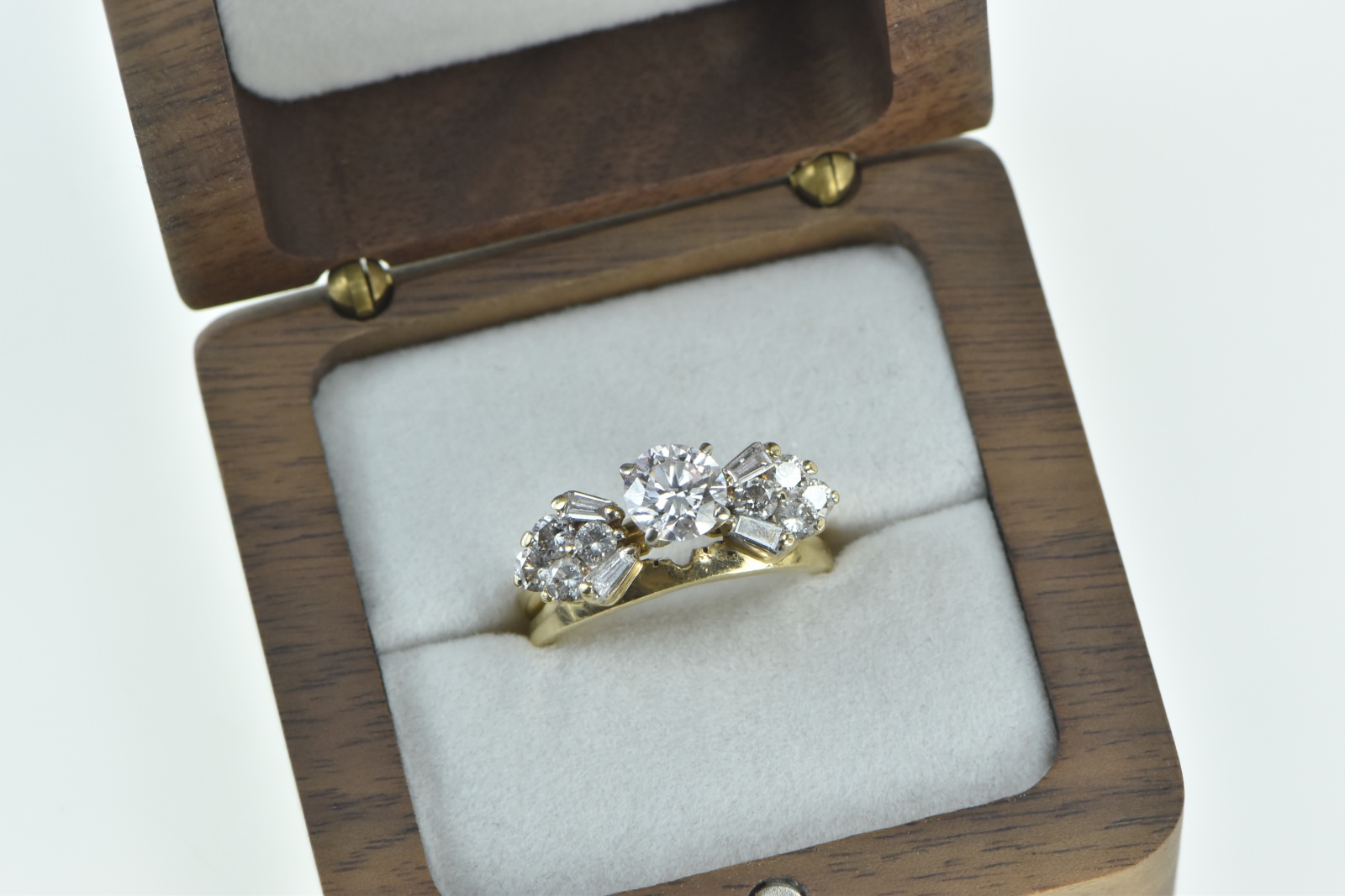 14K 1.44 Ctw Diamond Engagement Wedding Band Set Yellow Gold Ring, Size 7